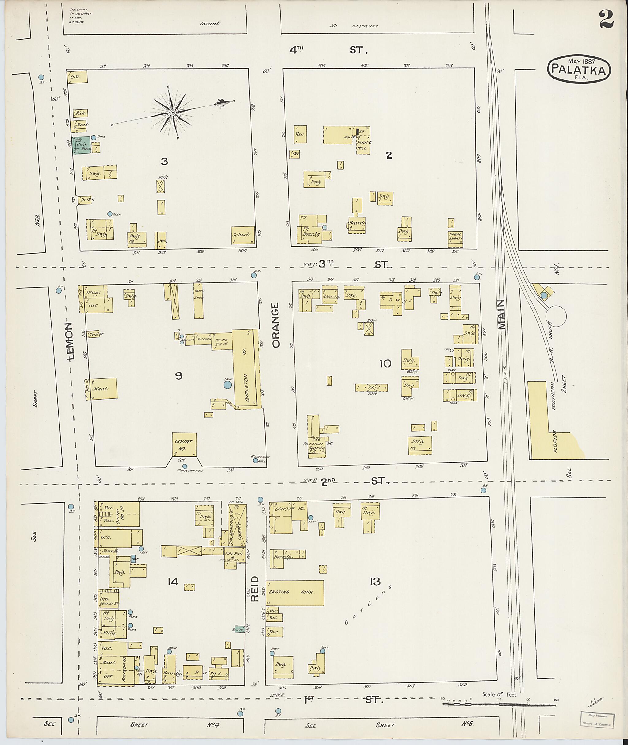 This old map of Palatka, Putnam County, Florida was created by Sanborn Map Company in 1887