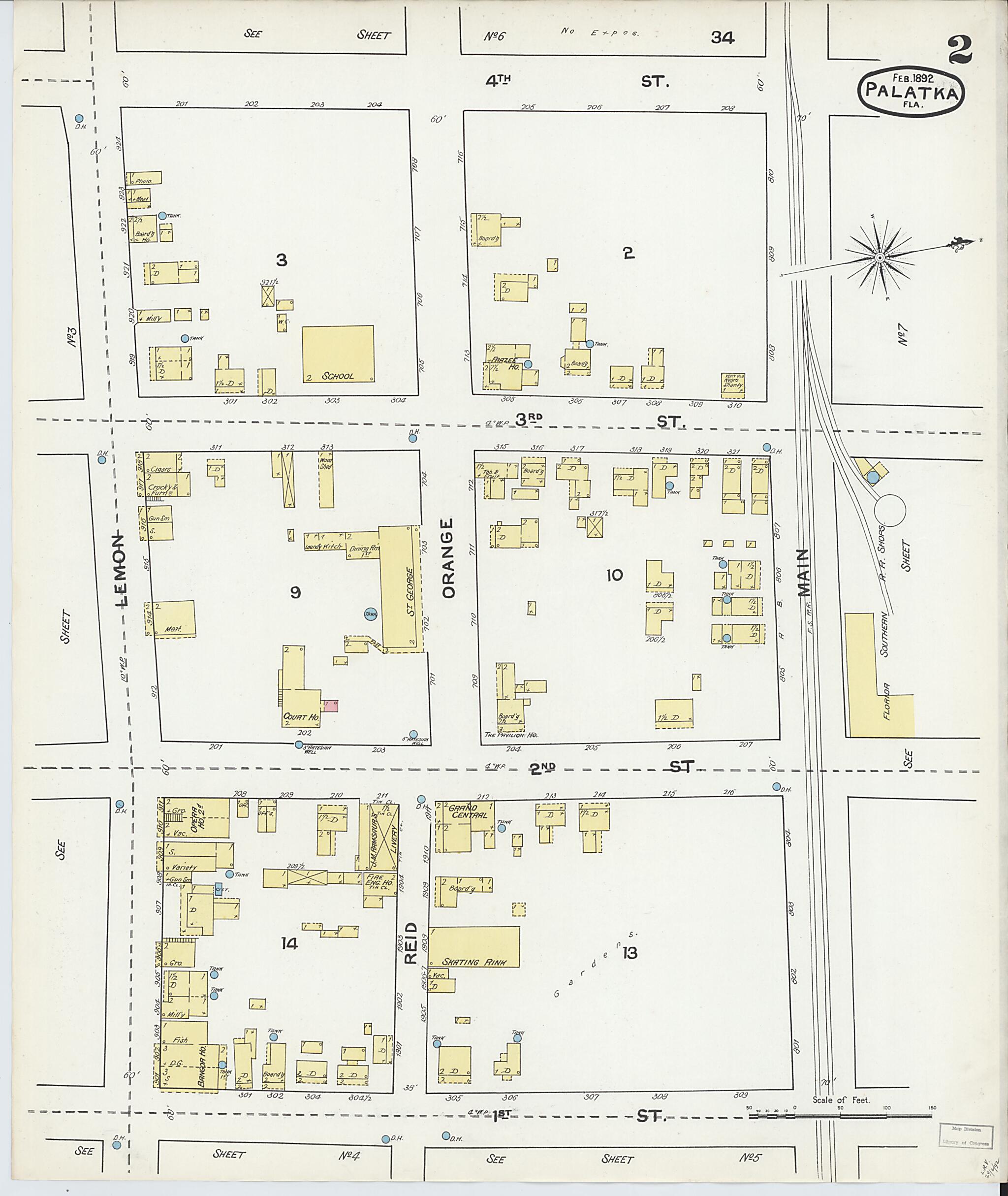 This old map of Palatka, Putnam County, Florida was created by Sanborn Map Company in 1892