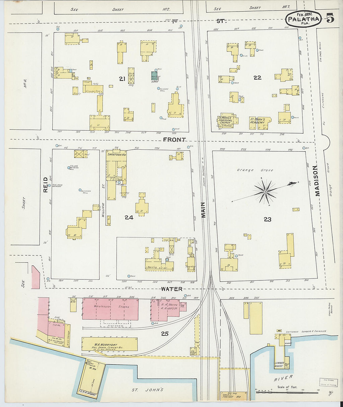 This old map of Palatka, Putnam County, Florida was created by Sanborn Map Company in 1892