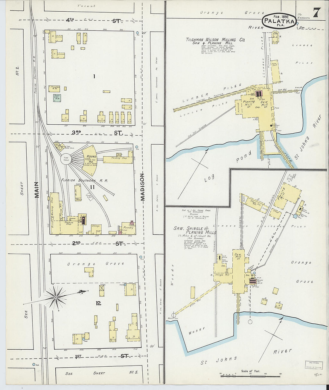 This old map of Palatka, Putnam County, Florida was created by Sanborn Map Company in 1892