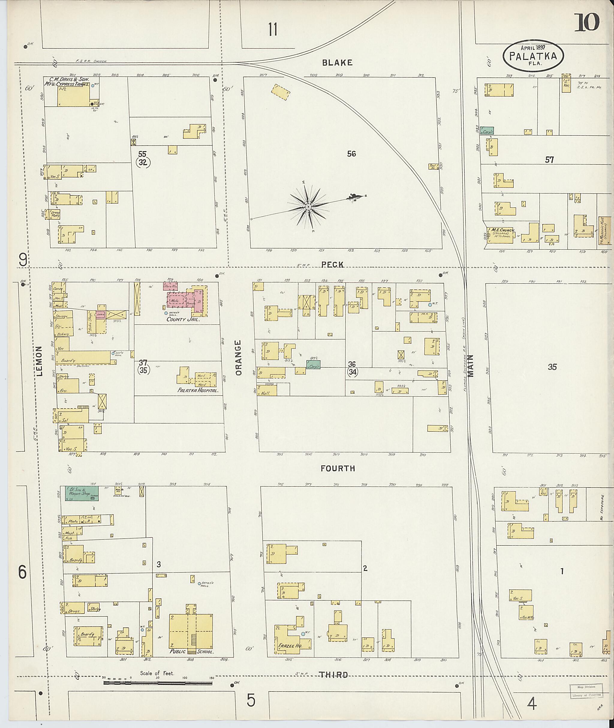 This old map of Palatka, Putnam County, Florida was created by Sanborn Map Company in 1897
