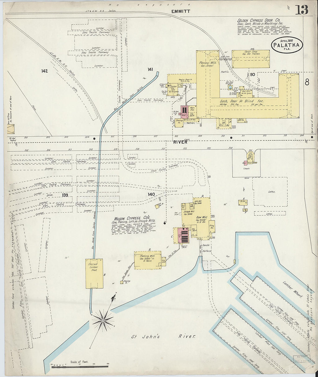 This old map of Palatka, Putnam County, Florida was created by Sanborn Map Company in 1897
