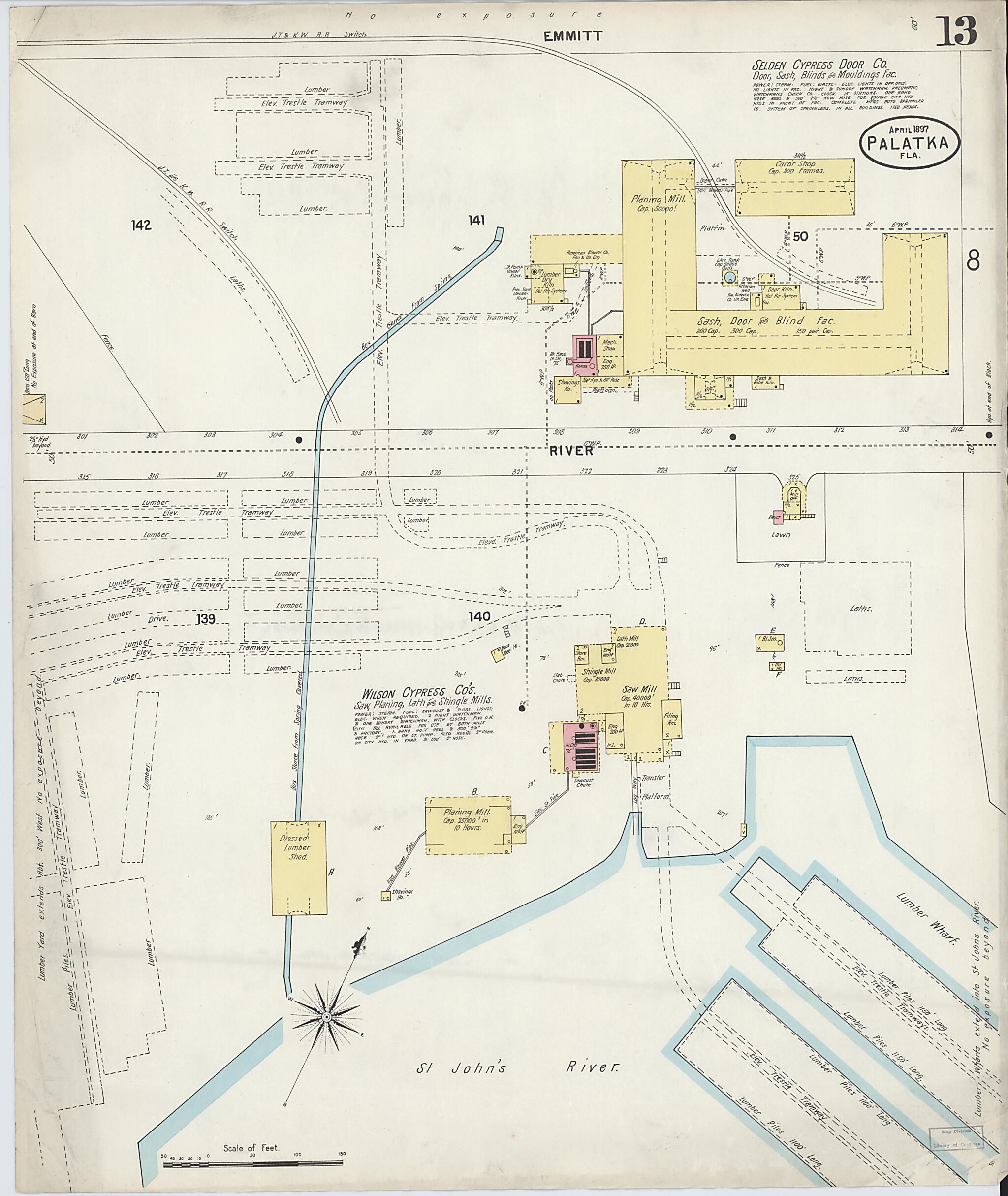 This old map of Palatka, Putnam County, Florida was created by Sanborn Map Company in 1897