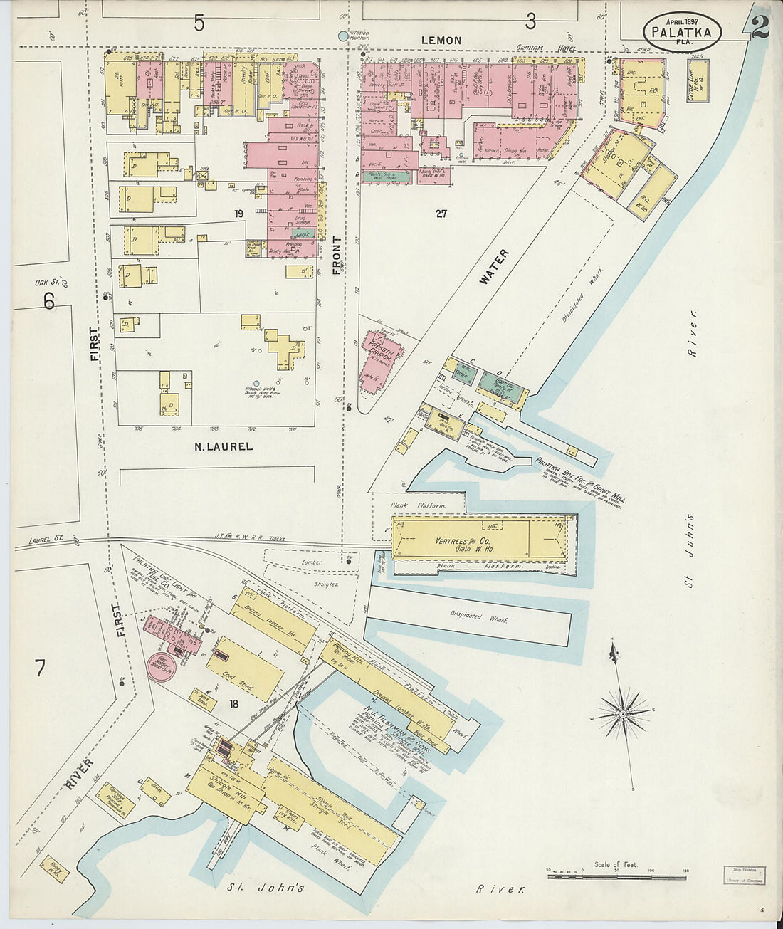 This old map of Palatka, Putnam County, Florida was created by Sanborn Map Company in 1897