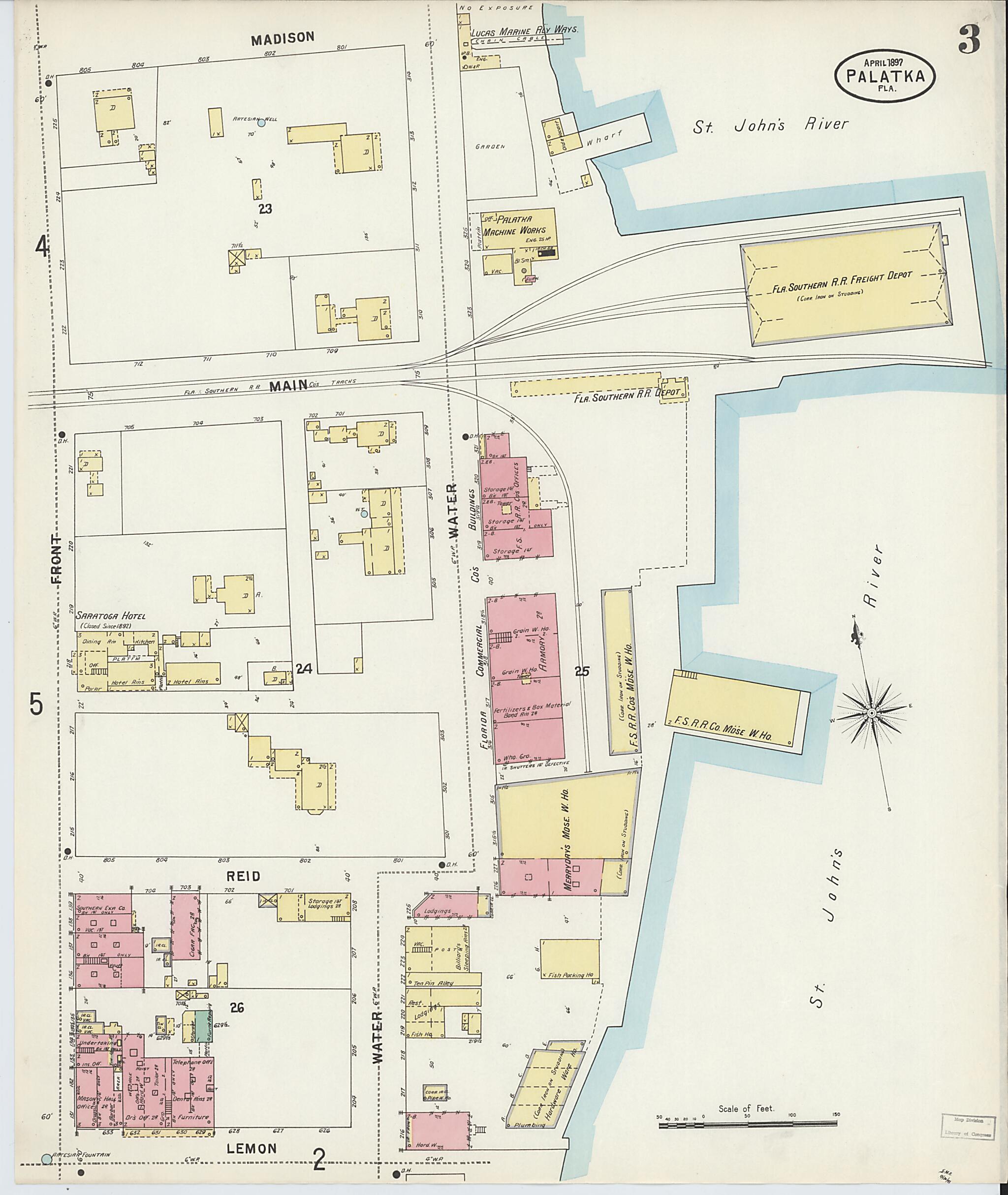 This old map of Palatka, Putnam County, Florida was created by Sanborn Map Company in 1897