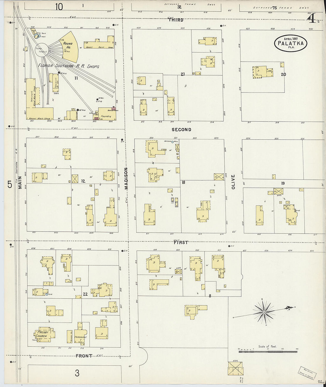 This old map of Palatka, Putnam County, Florida was created by Sanborn Map Company in 1897