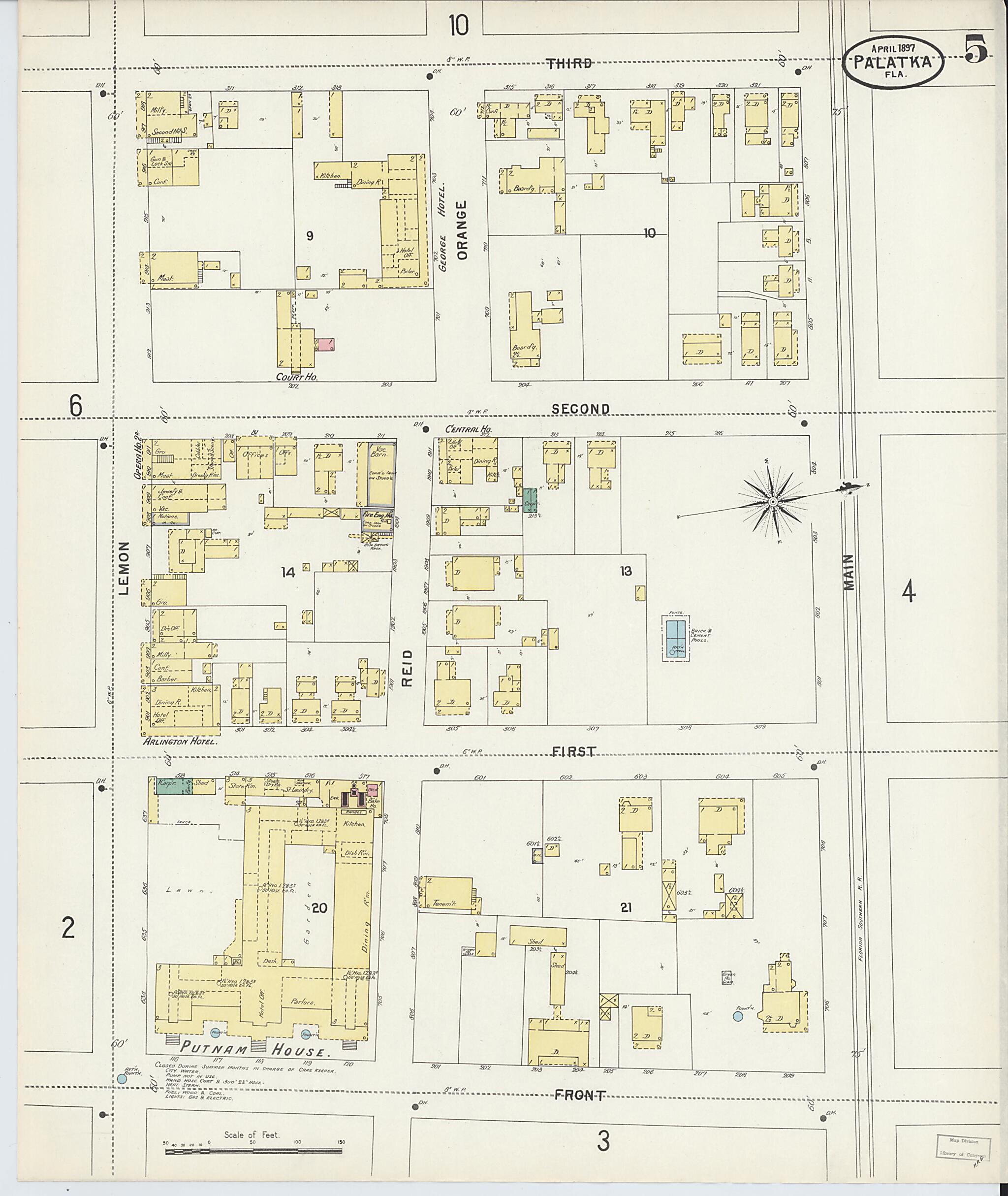 This old map of Palatka, Putnam County, Florida was created by Sanborn Map Company in 1897