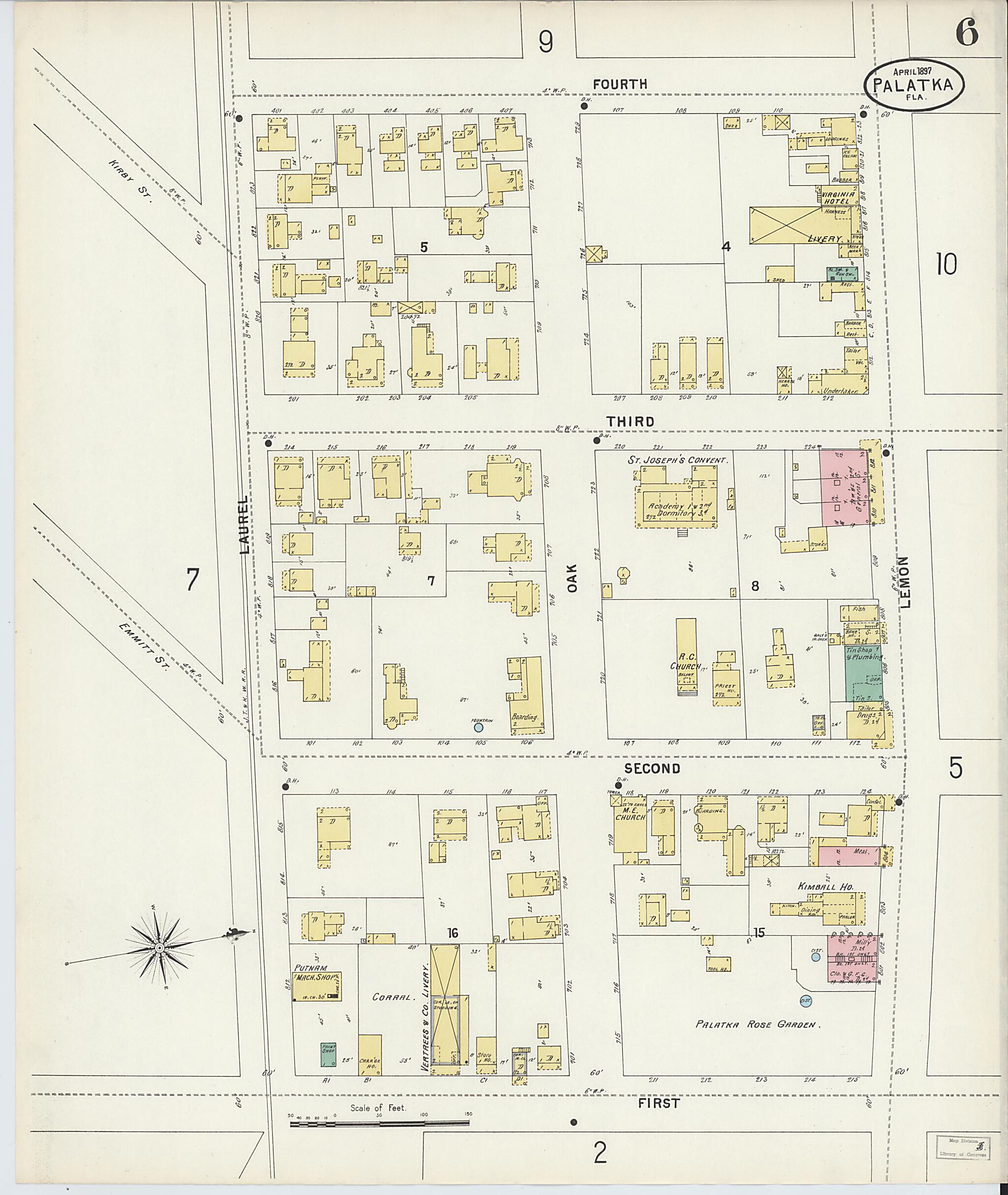 This old map of Palatka, Putnam County, Florida was created by Sanborn Map Company in 1897