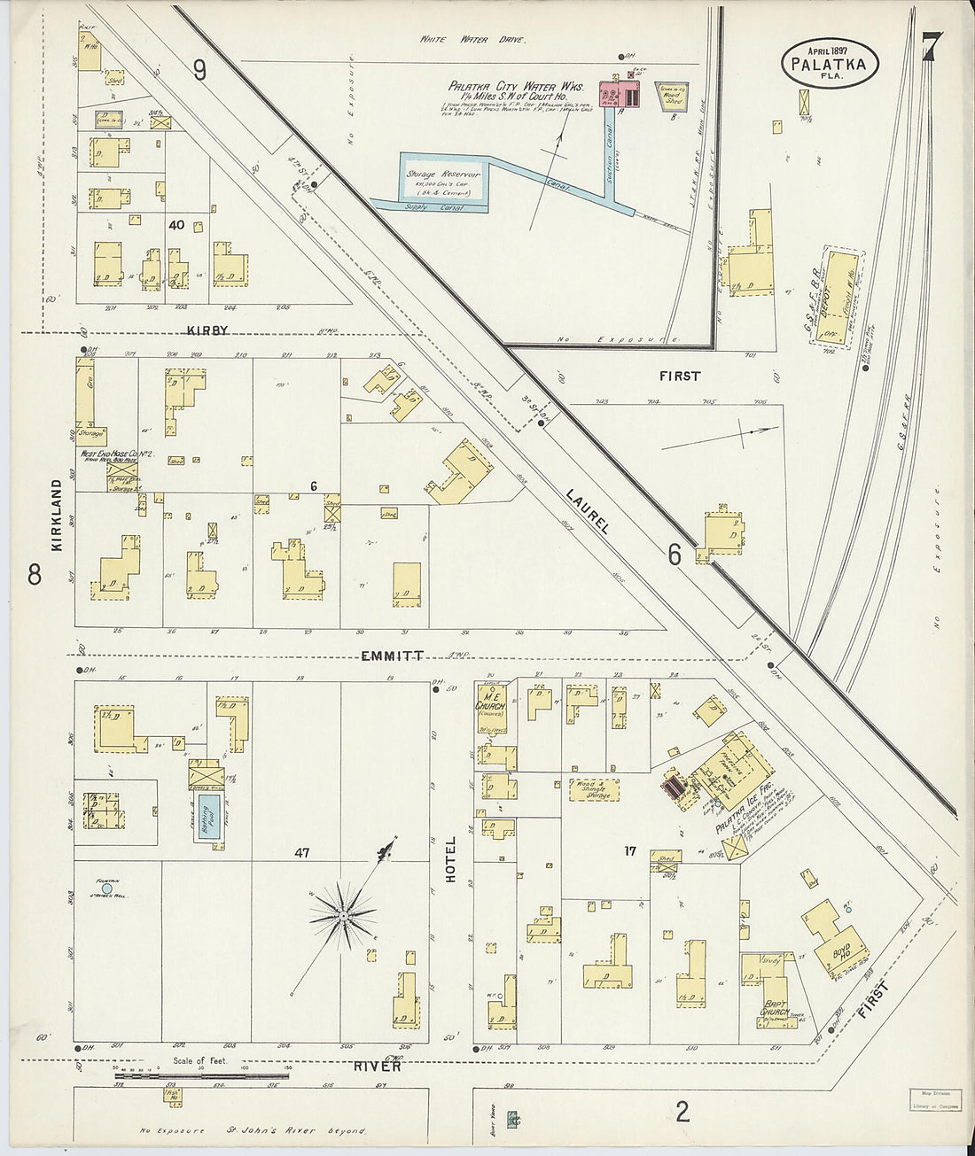 This old map of Palatka, Putnam County, Florida was created by Sanborn Map Company in 1897