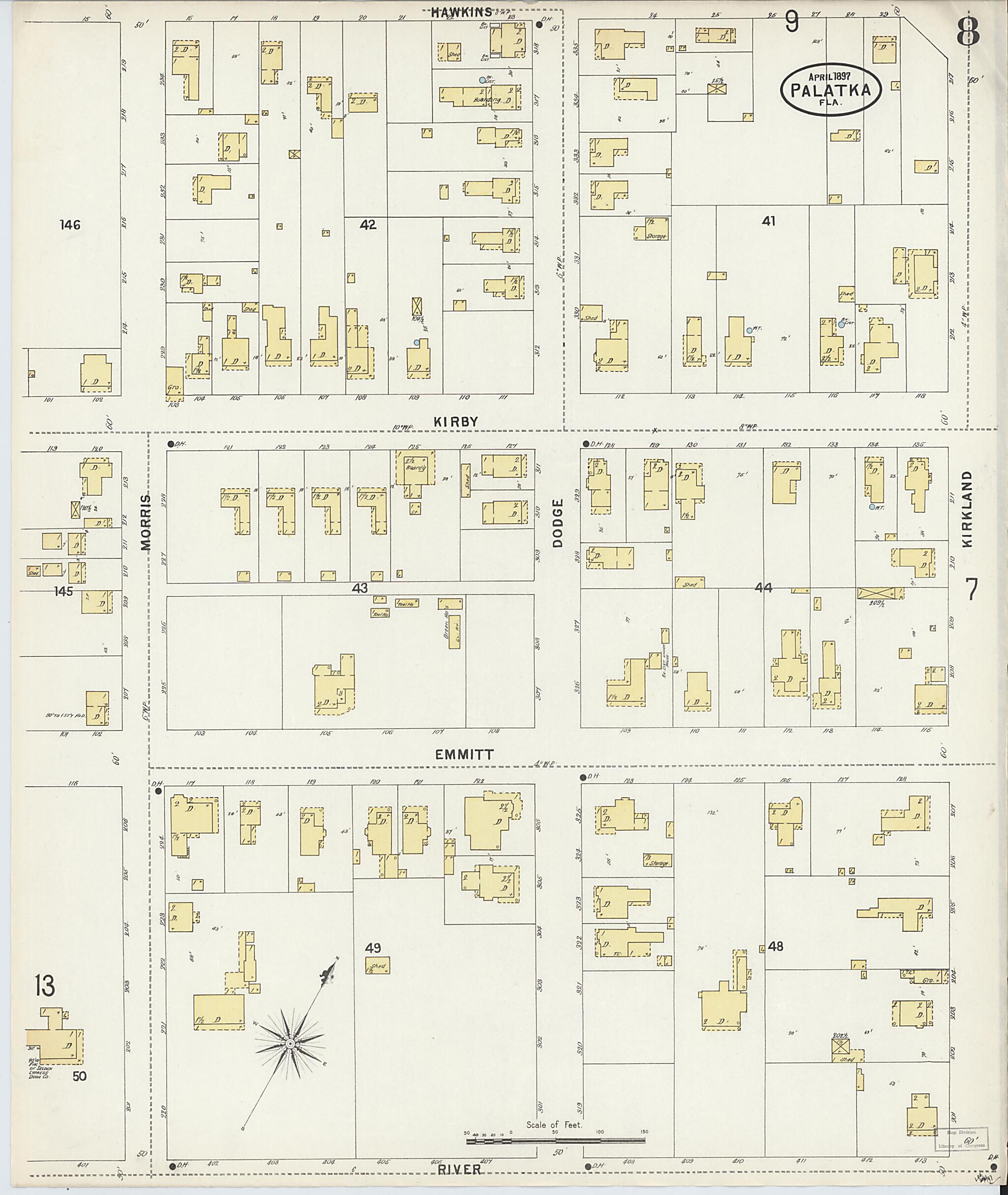 This old map of Palatka, Putnam County, Florida was created by Sanborn Map Company in 1897