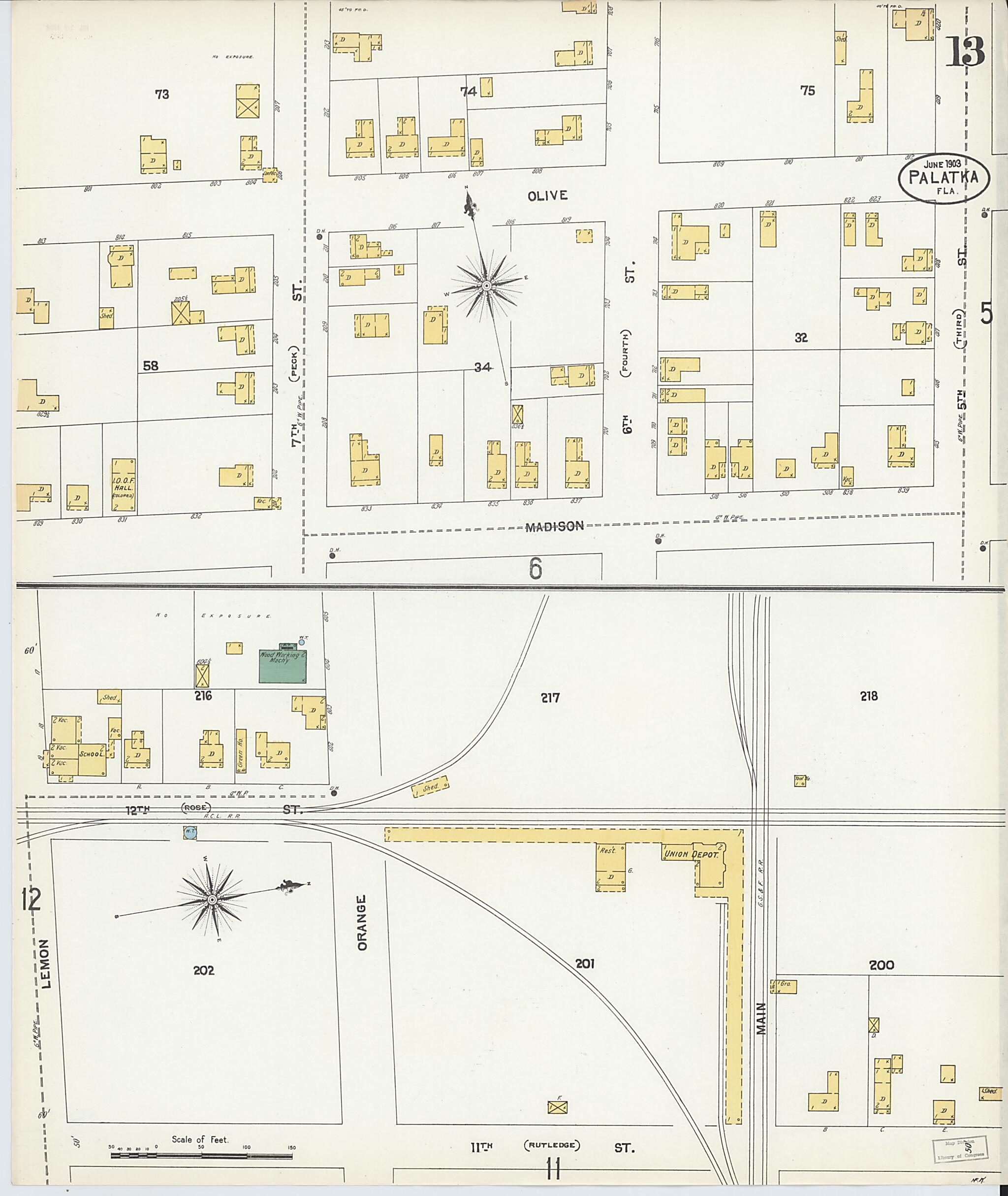This old map of Palatka, Putnam County, Florida was created by Sanborn Map Company in 1903