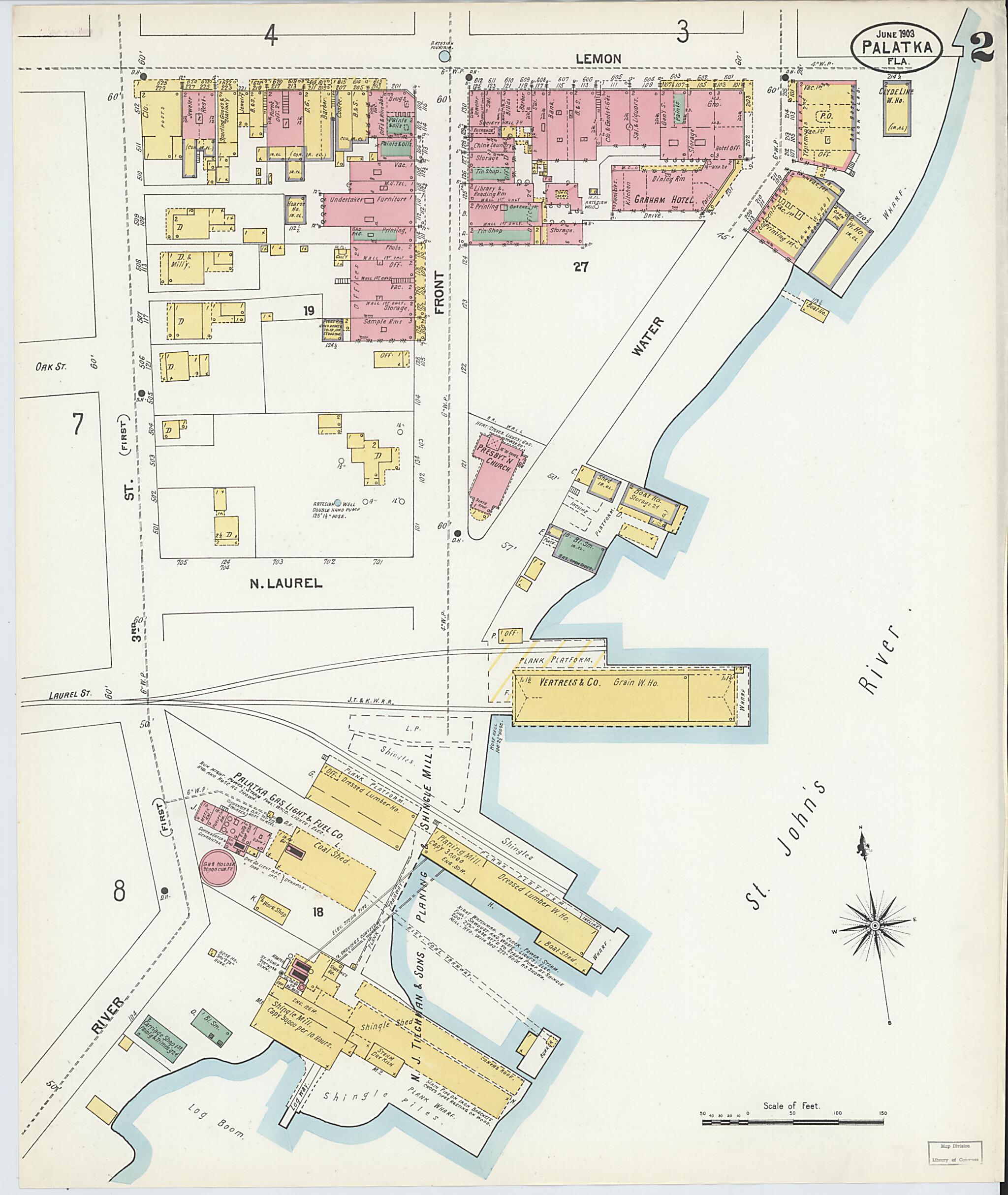 This old map of Palatka, Putnam County, Florida was created by Sanborn Map Company in 1903