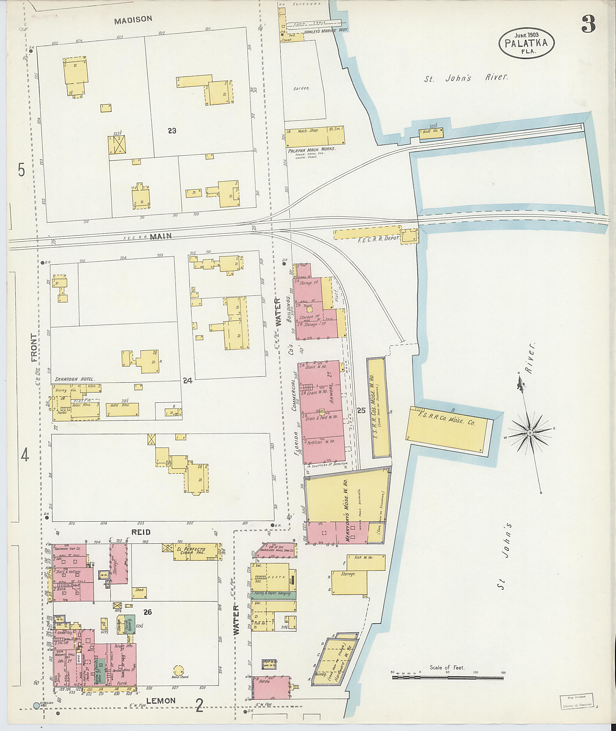 This old map of Palatka, Putnam County, Florida was created by Sanborn Map Company in 1903