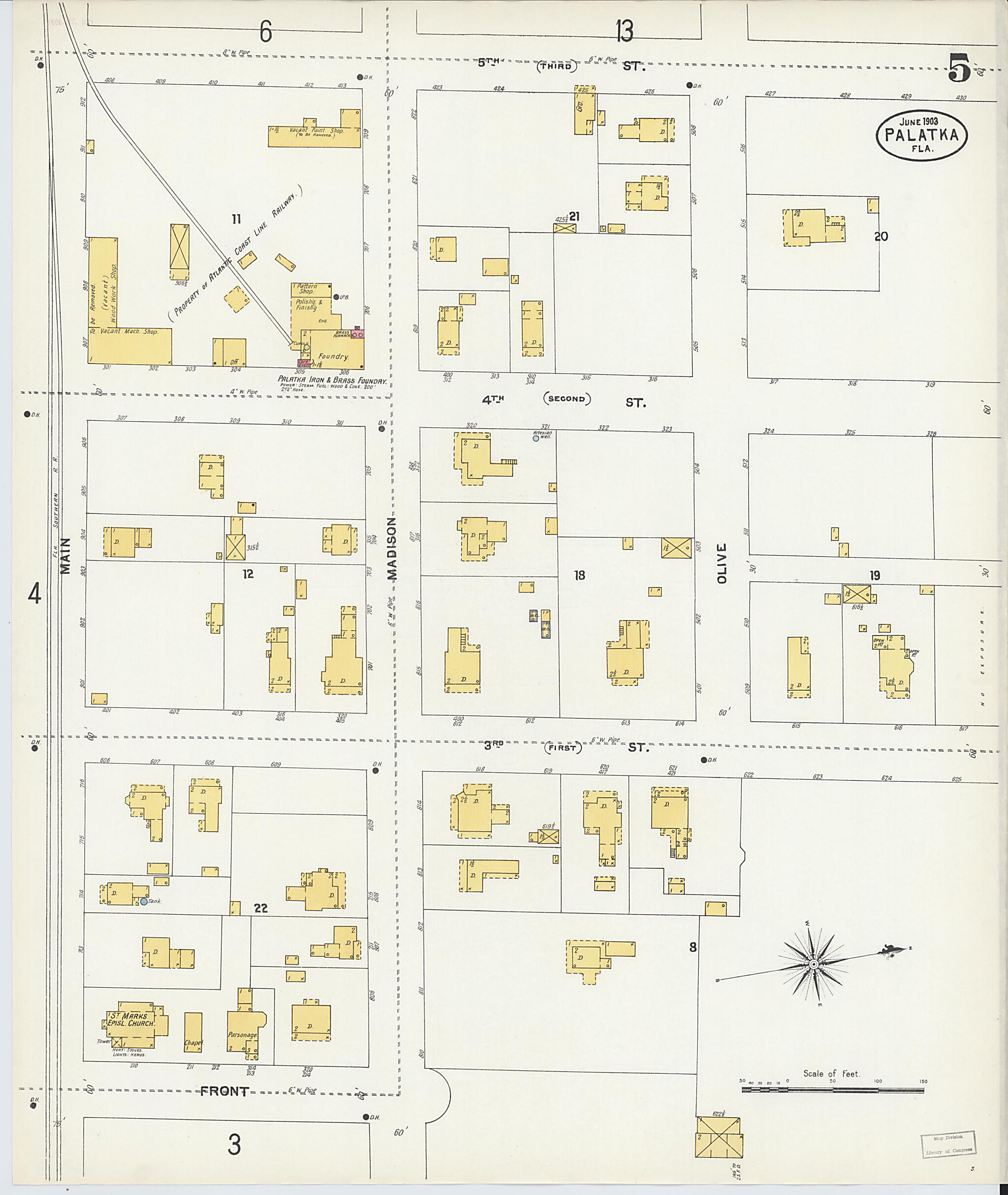 This old map of Palatka, Putnam County, Florida was created by Sanborn Map Company in 1903