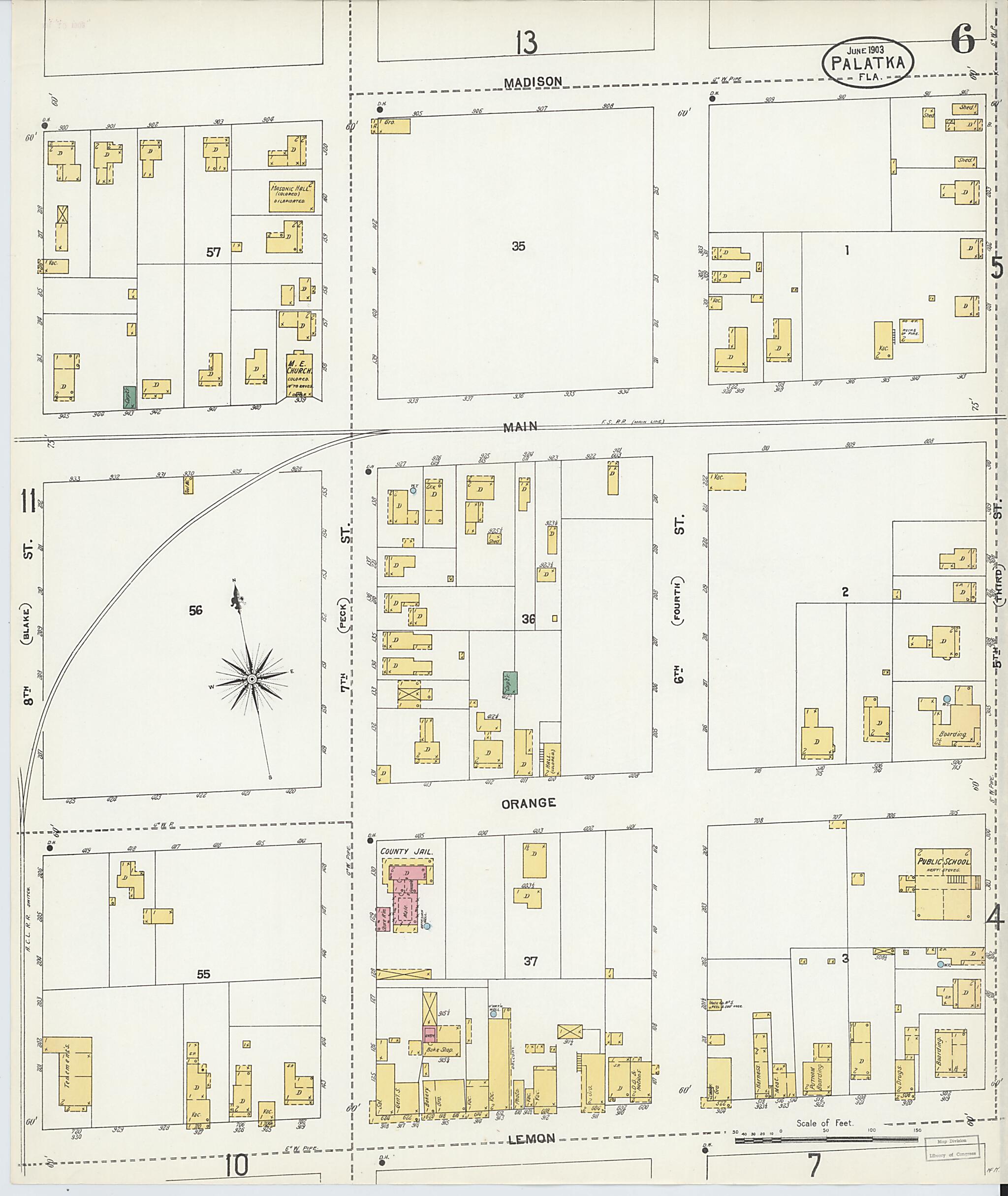 This old map of Palatka, Putnam County, Florida was created by Sanborn Map Company in 1903