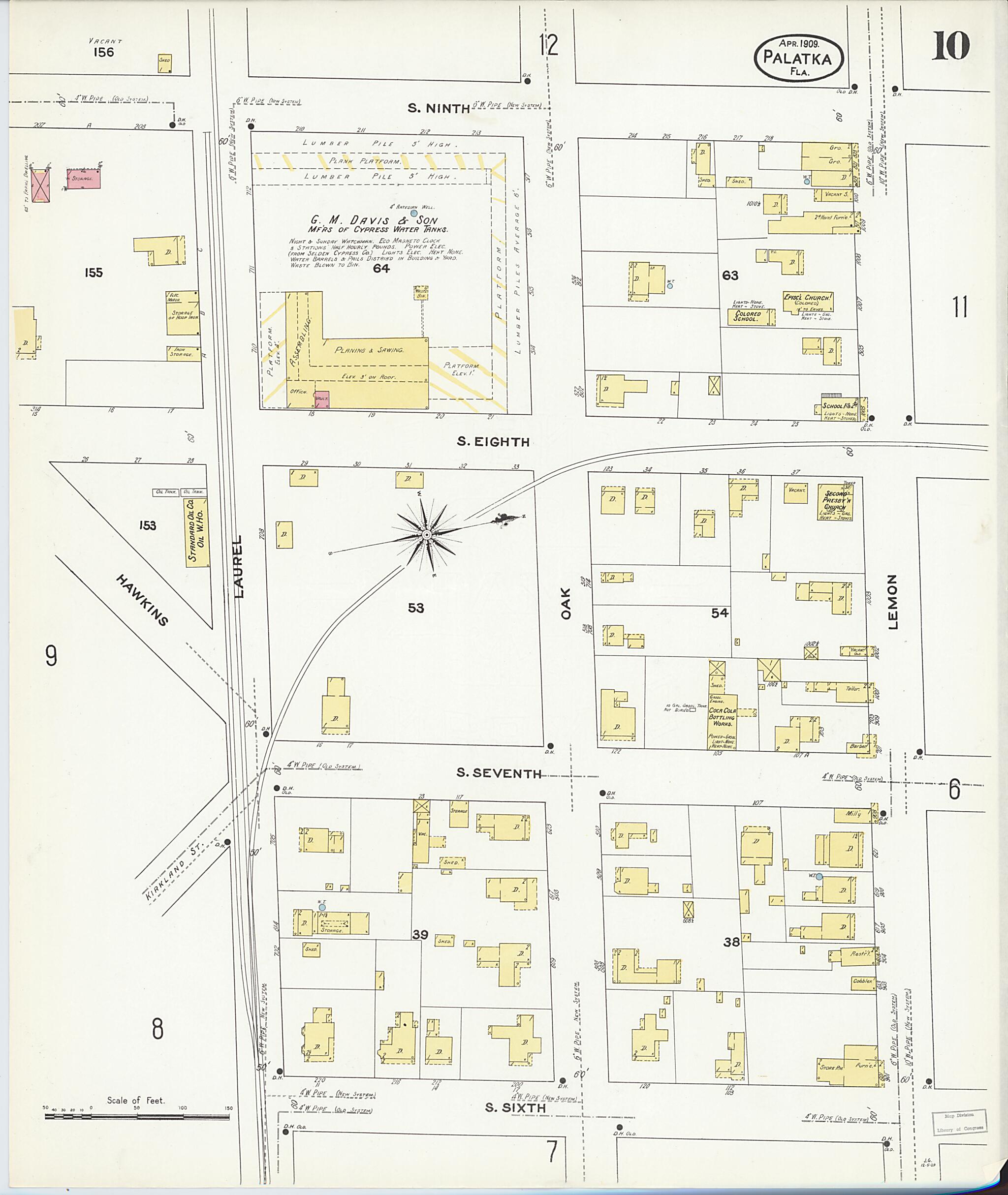 This old map of Palatka, Putnam County, Florida was created by Sanborn Map Company in 1909
