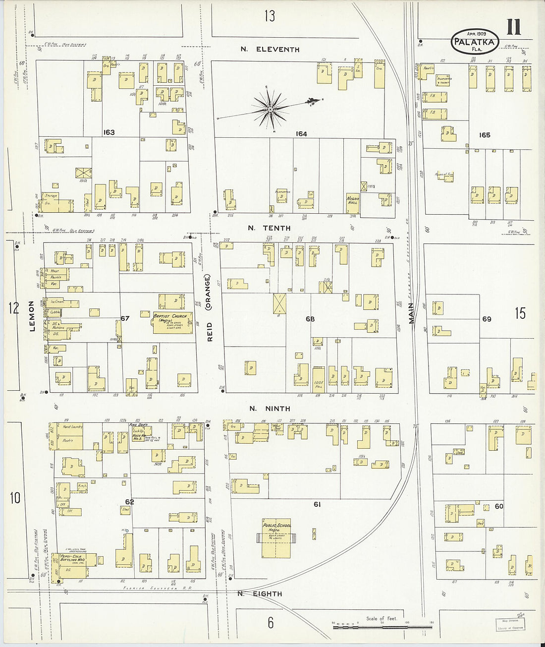 This old map of Palatka, Putnam County, Florida was created by Sanborn Map Company in 1909