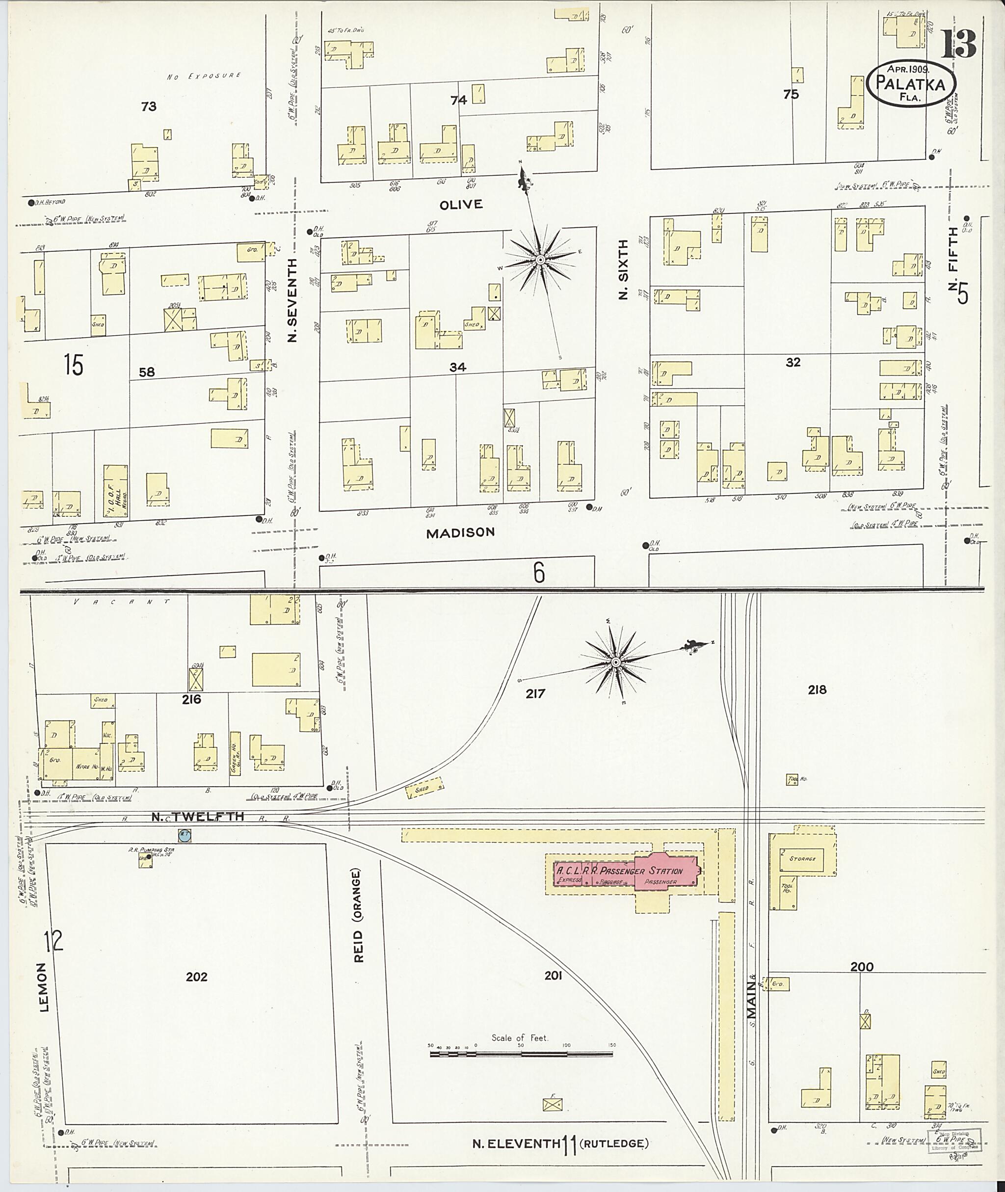 This old map of Palatka, Putnam County, Florida was created by Sanborn Map Company in 1909