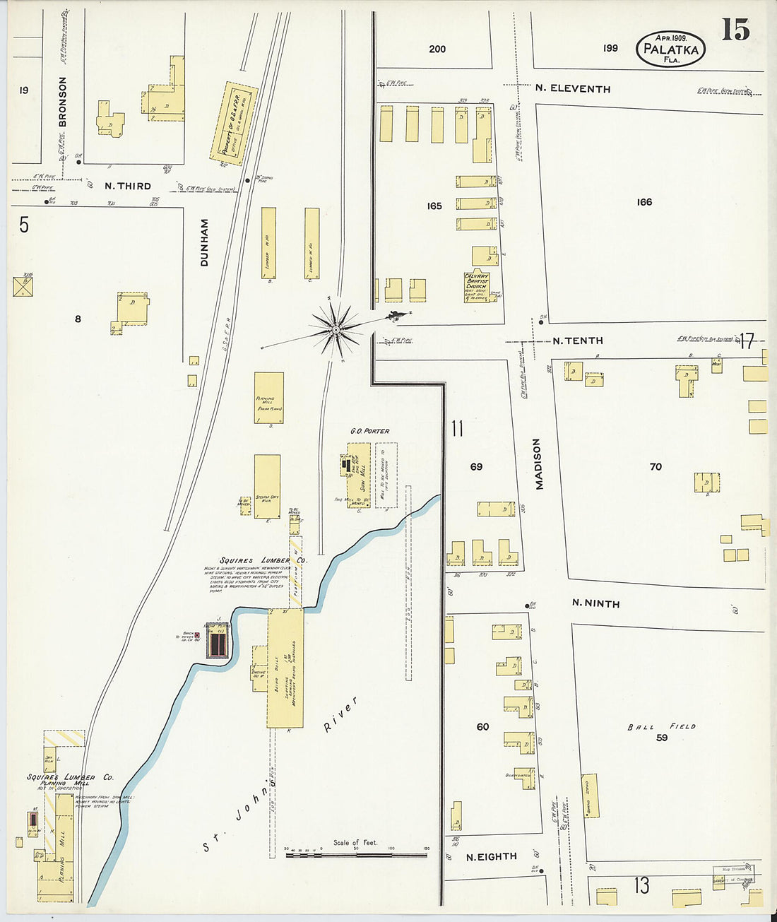 This old map of Palatka, Putnam County, Florida was created by Sanborn Map Company in 1909