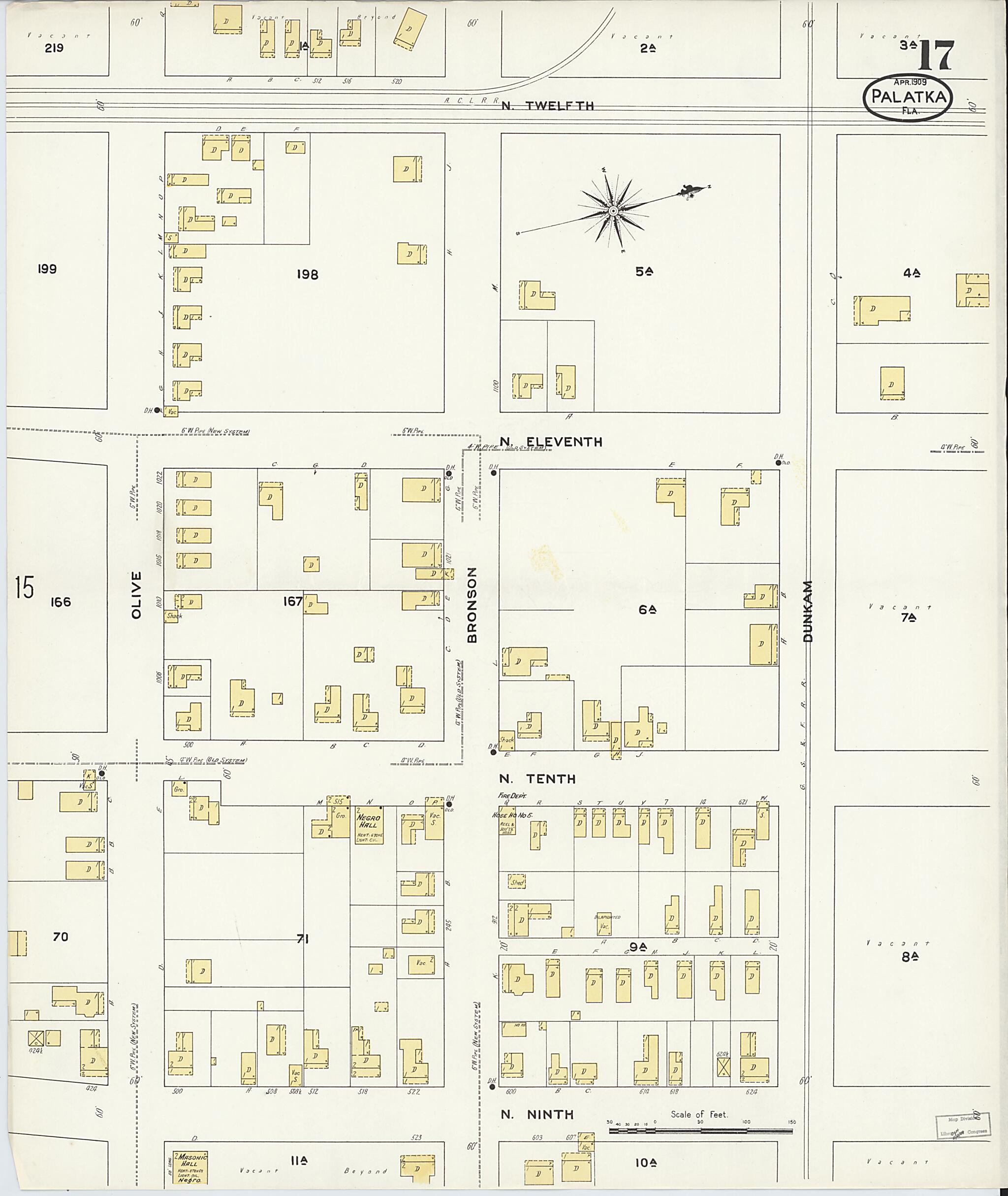 This old map of Palatka, Putnam County, Florida was created by Sanborn Map Company in 1909
