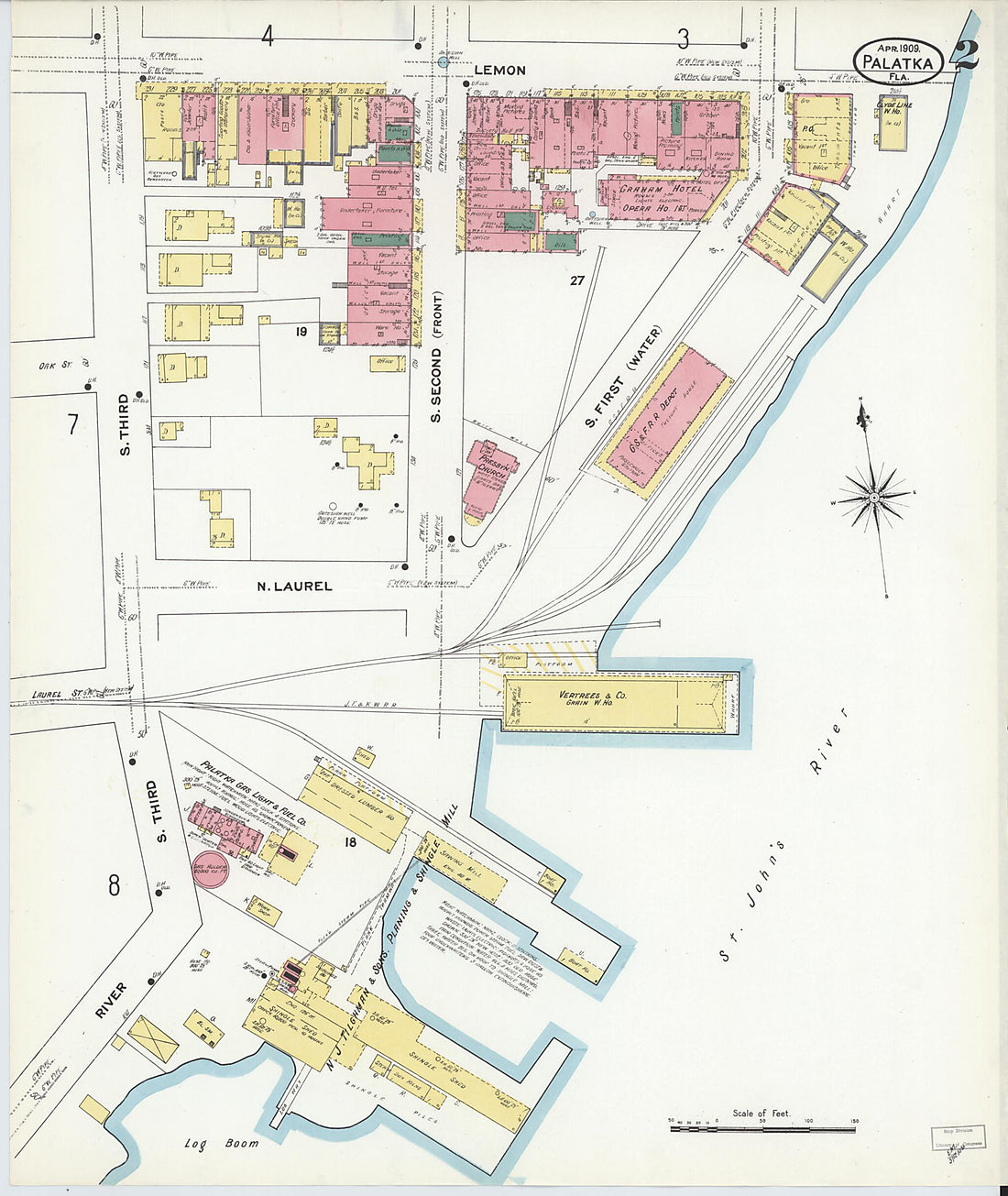 This old map of Palatka, Putnam County, Florida was created by Sanborn Map Company in 1909