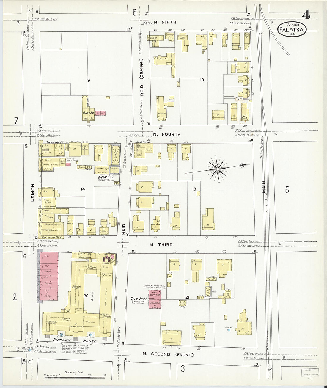 This old map of Palatka, Putnam County, Florida was created by Sanborn Map Company in 1909