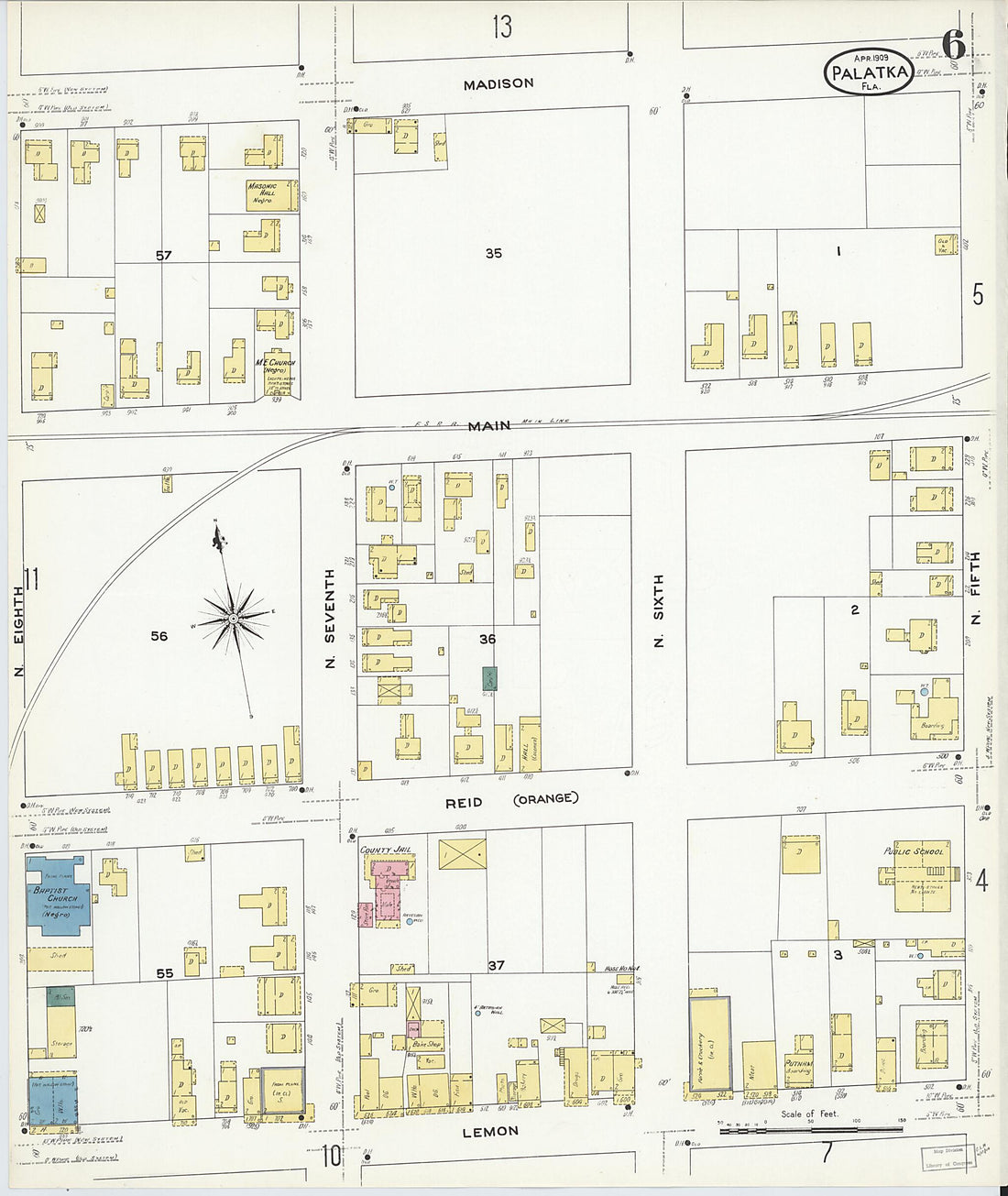 This old map of Palatka, Putnam County, Florida was created by Sanborn Map Company in 1909