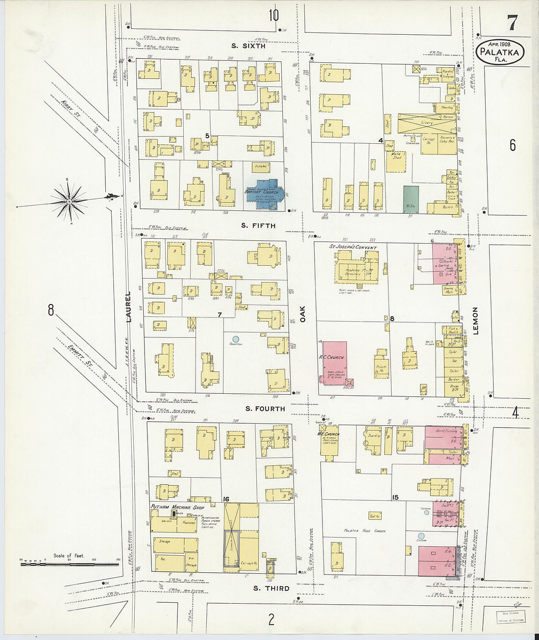 This old map of Palatka, Putnam County, Florida was created by Sanborn Map Company in 1909