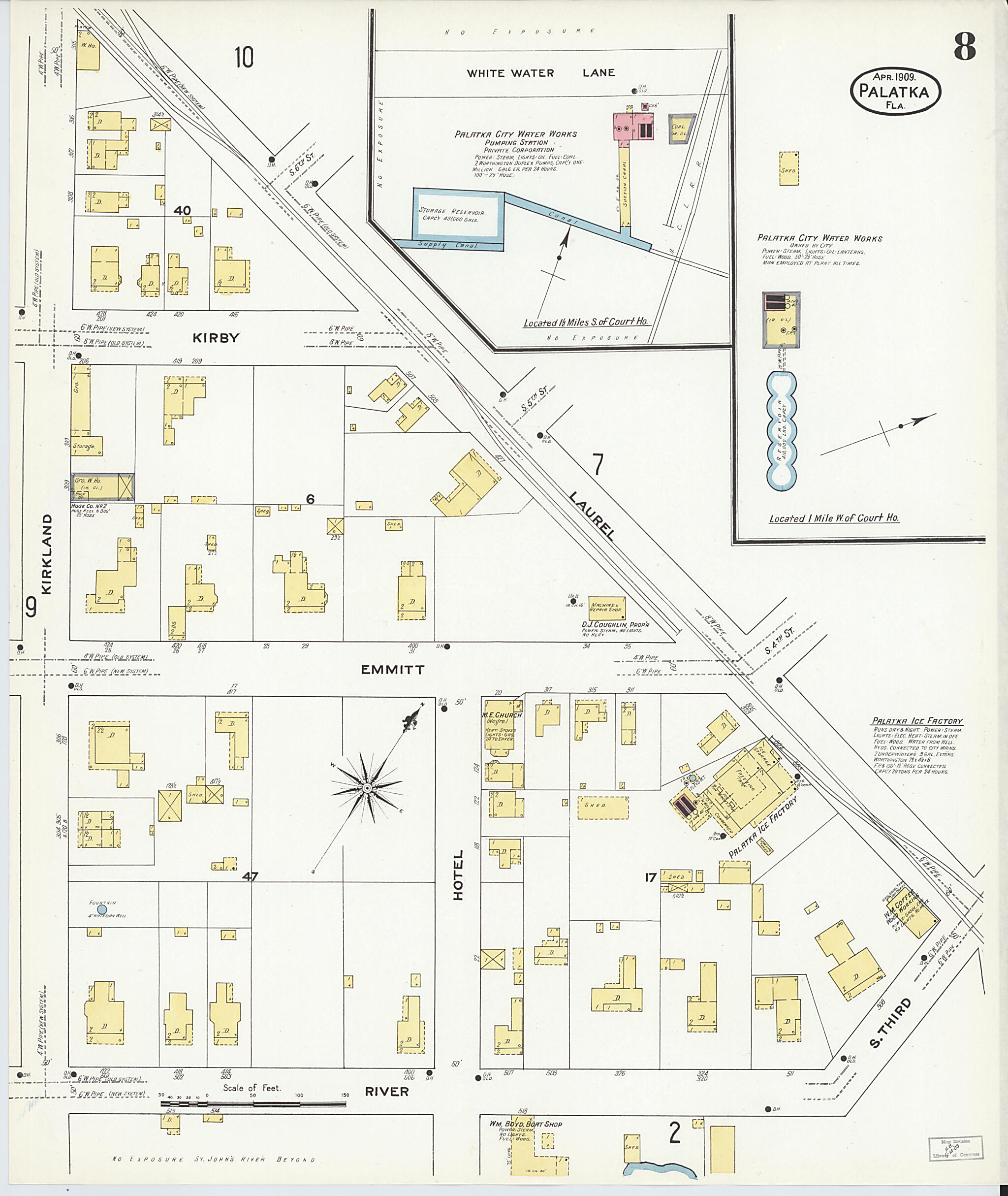 This old map of Palatka, Putnam County, Florida was created by Sanborn Map Company in 1909