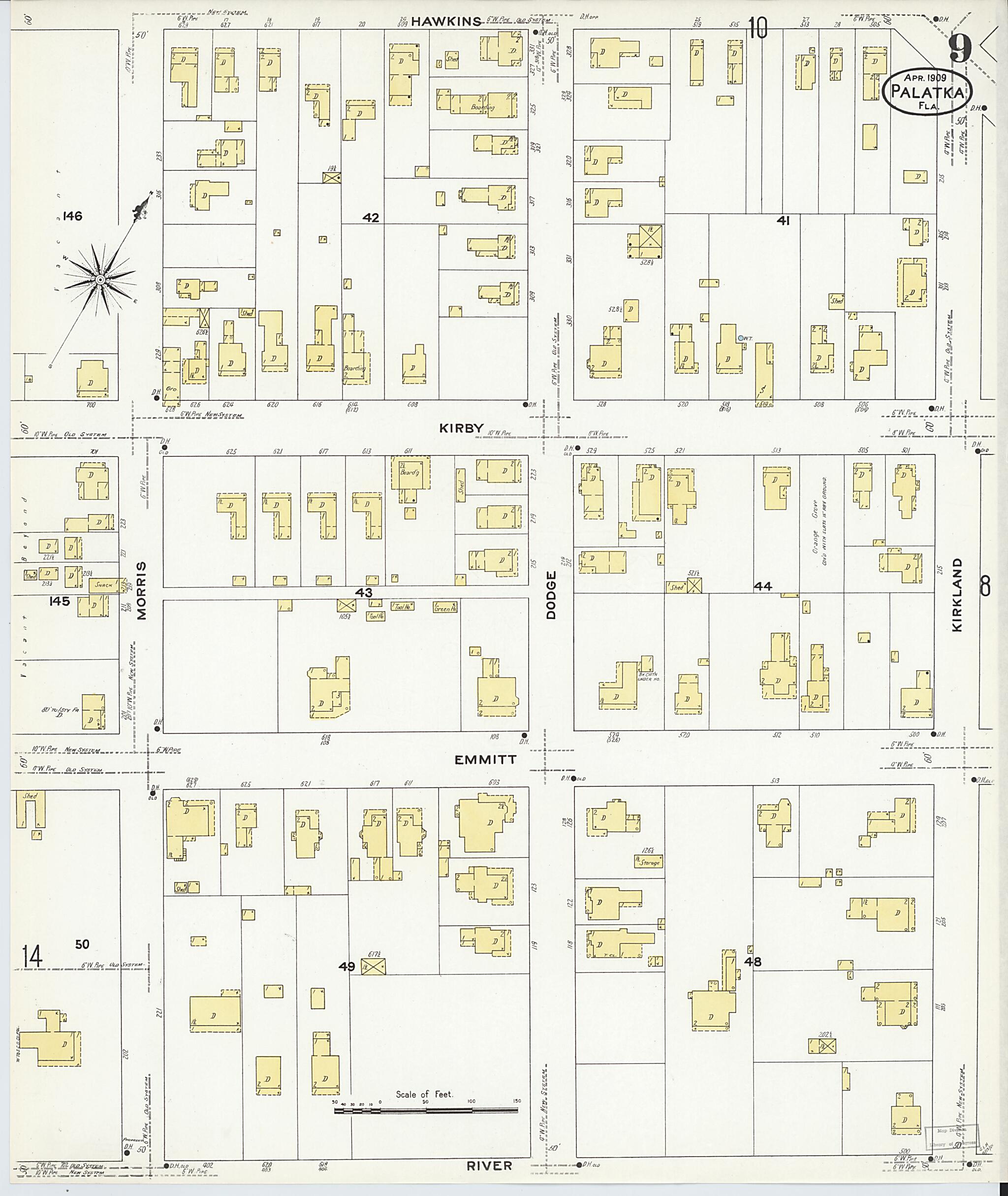 This old map of Palatka, Putnam County, Florida was created by Sanborn Map Company in 1909