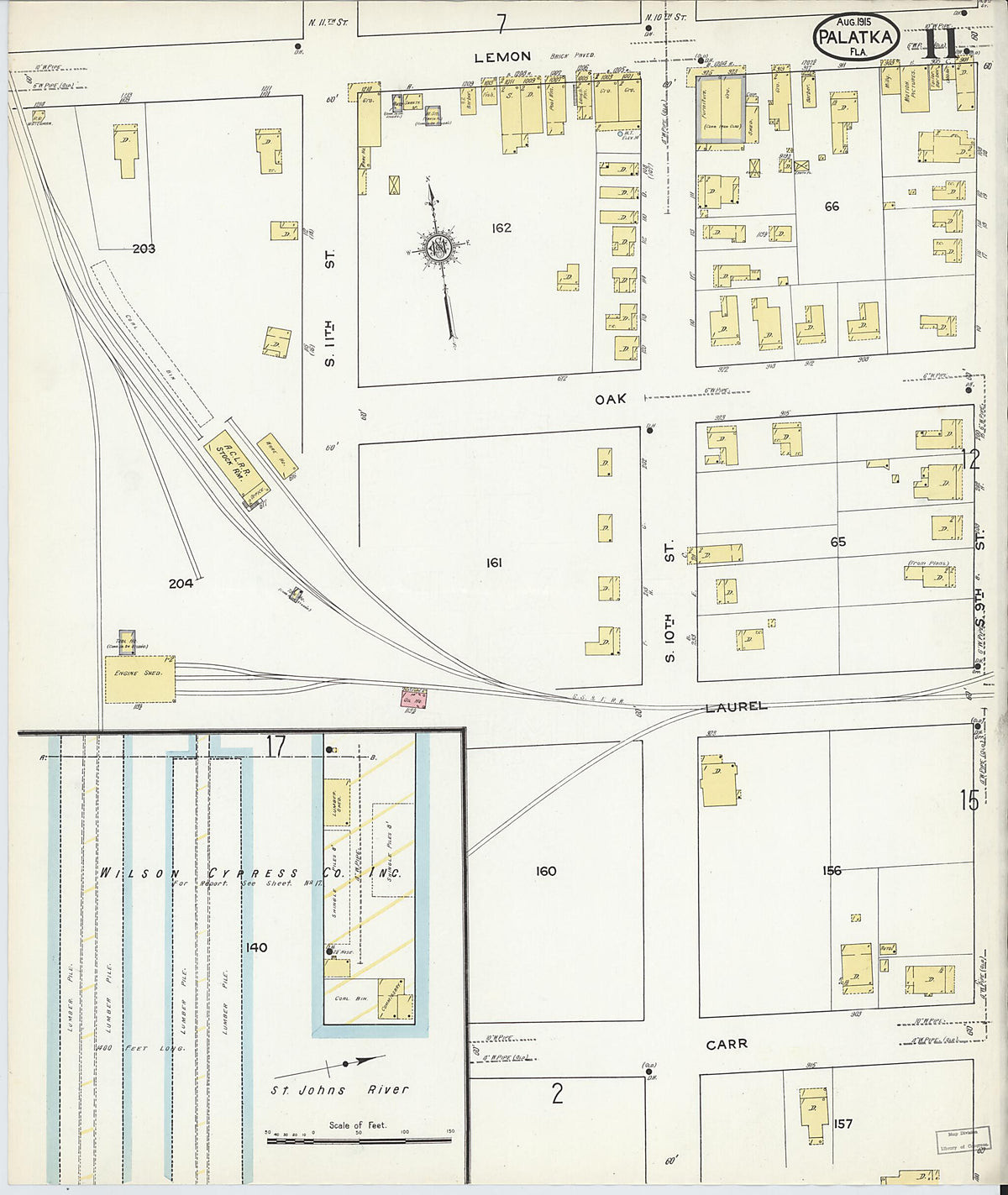 Palatka, Putnam County, Florida 1915 (Sheet 11 of 18) by Relic Map Company