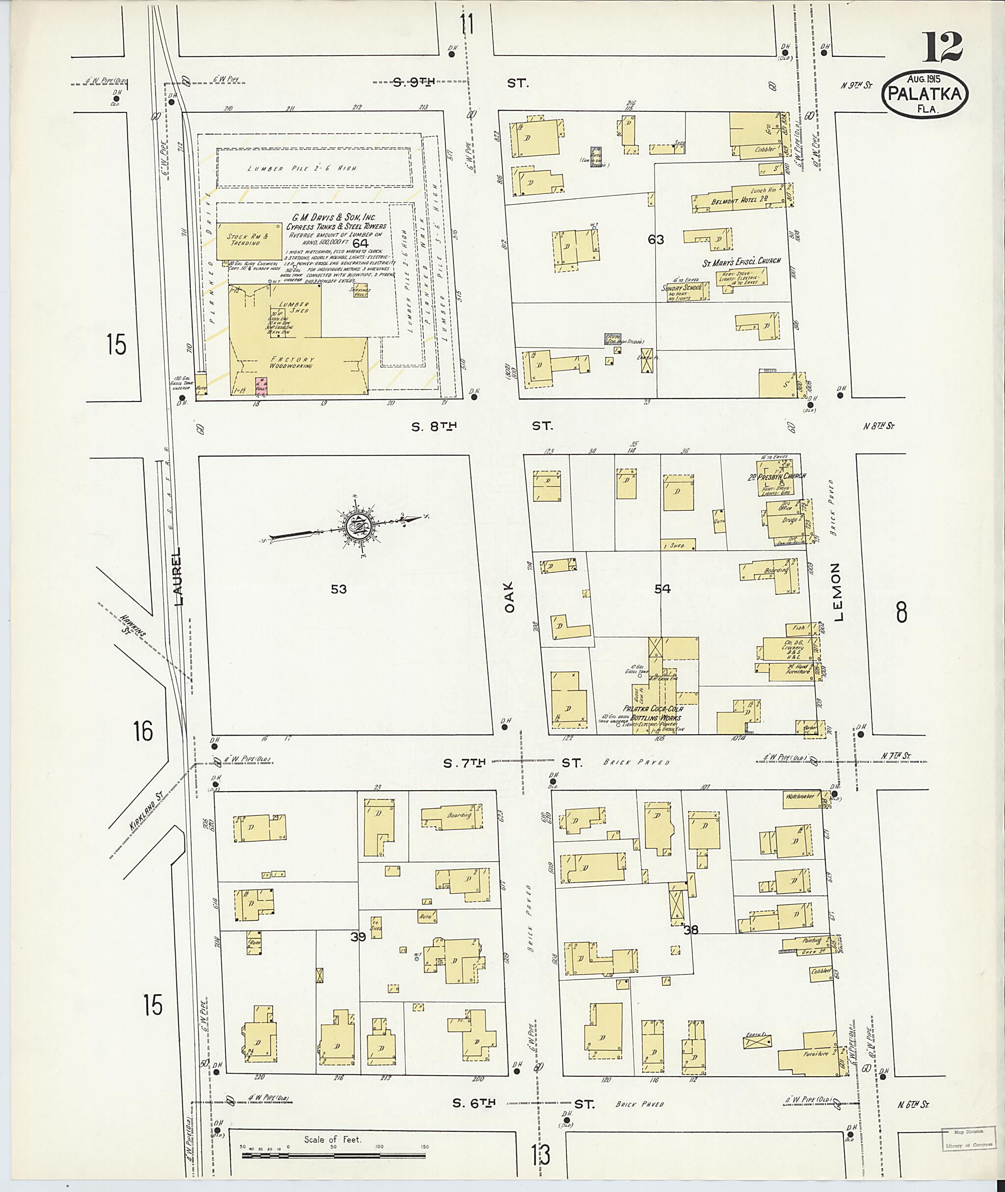 This old map of Palatka, Putnam County, Florida was created by Sanborn Map Company in 1915
