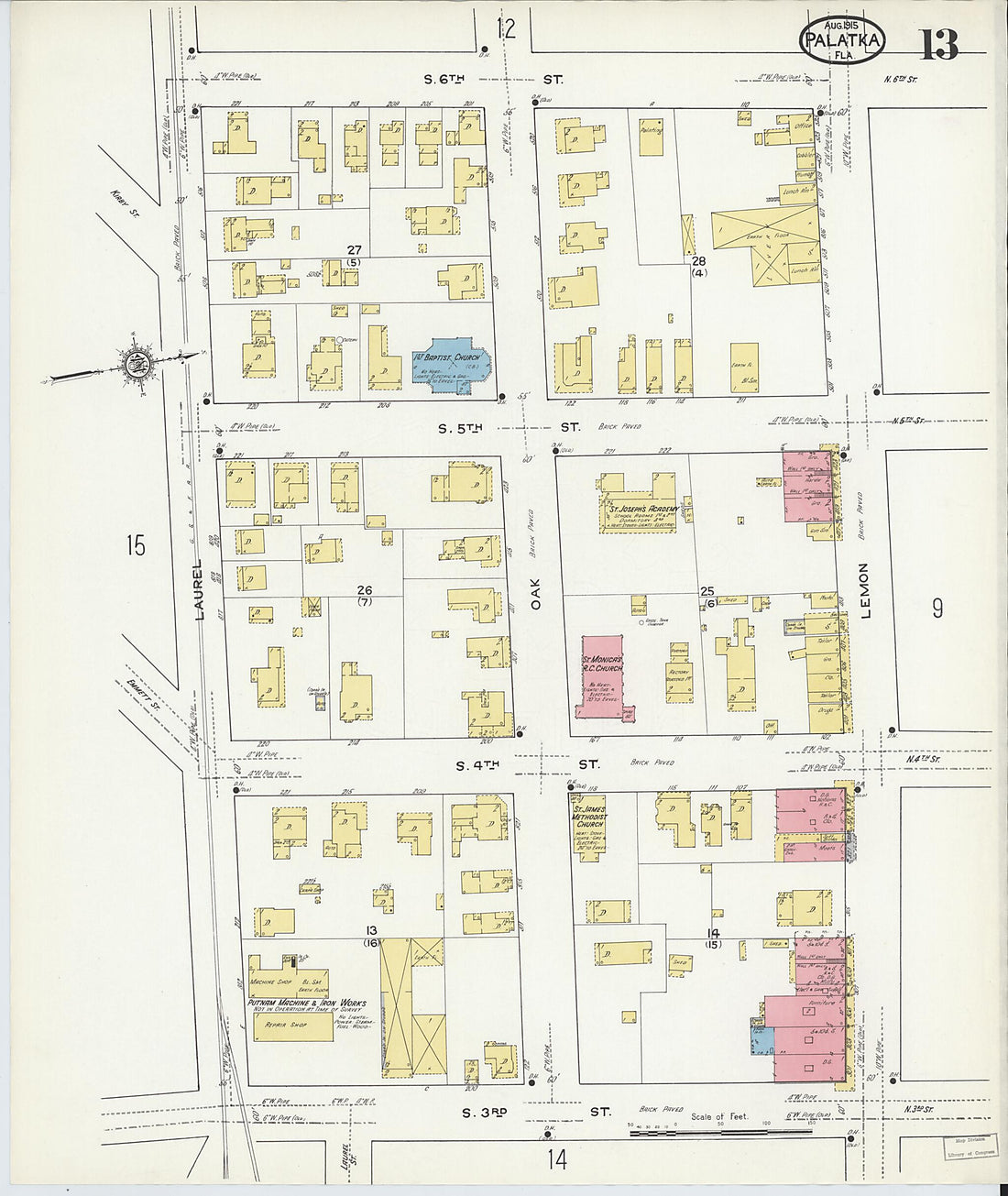 This old map of Palatka, Putnam County, Florida was created by Sanborn Map Company in 1915