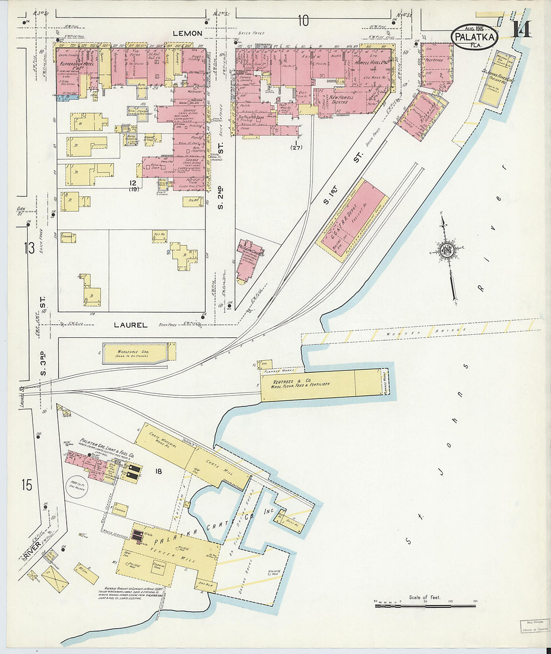 This old map of Palatka, Putnam County, Florida was created by Sanborn Map Company in 1915