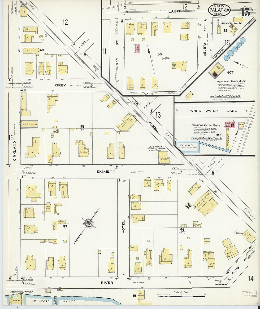 This old map of Palatka, Putnam County, Florida was created by Sanborn Map Company in 1915
