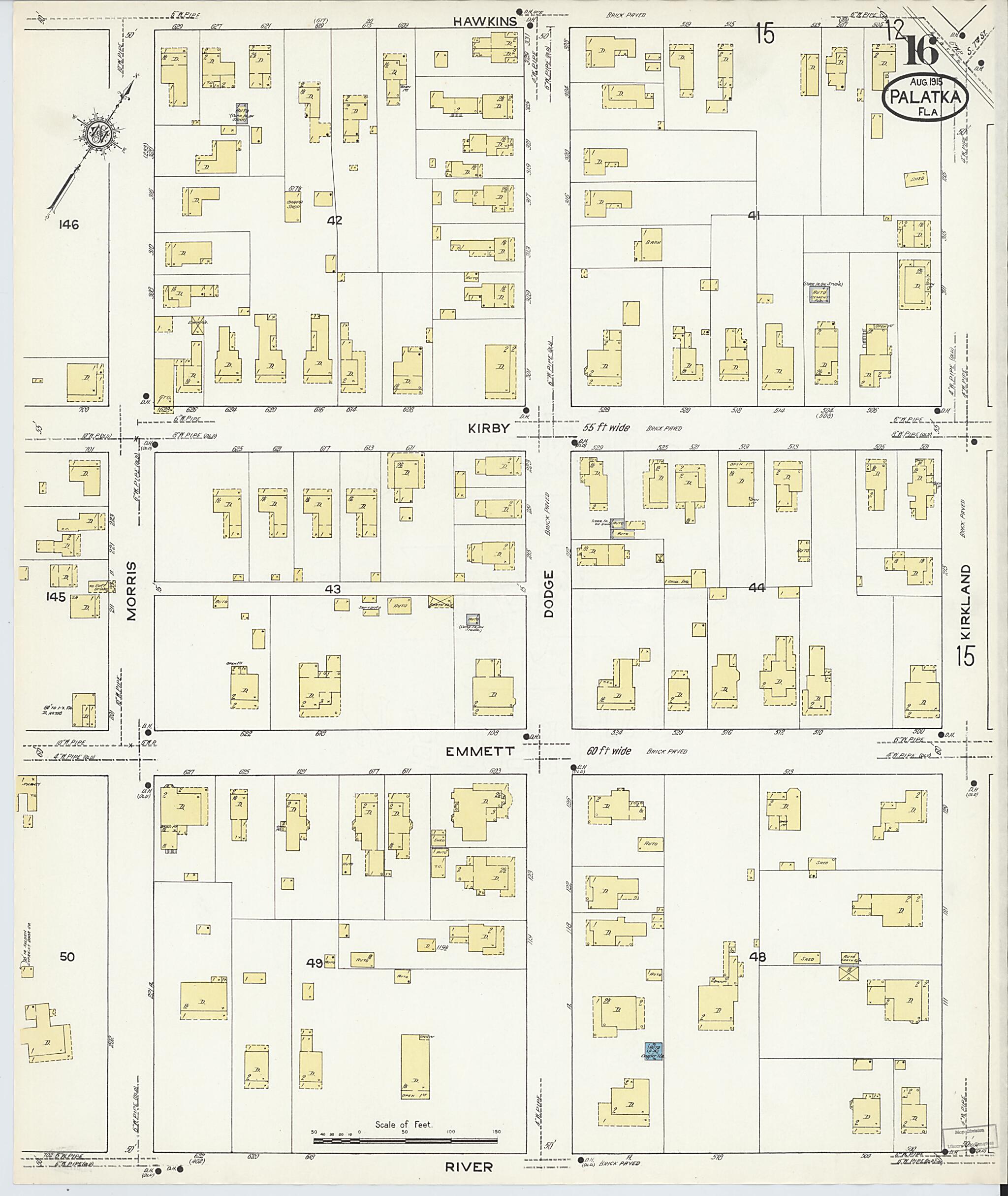 This old map of Palatka, Putnam County, Florida was created by Sanborn Map Company in 1915