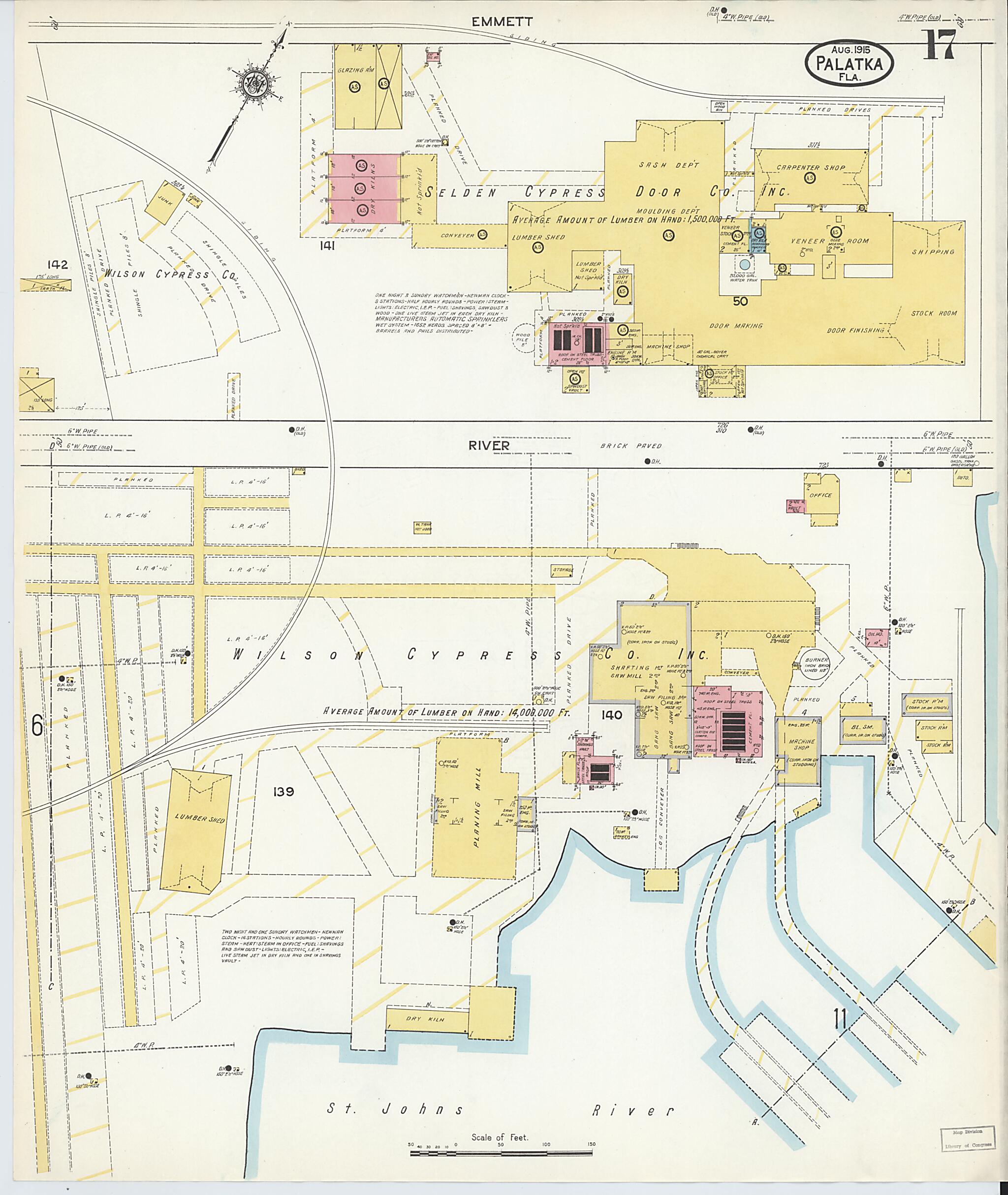 This old map of Palatka, Putnam County, Florida was created by Sanborn Map Company in 1915