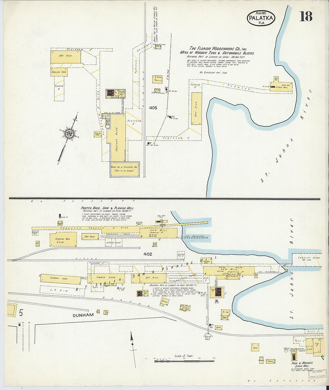 This old map of Palatka, Putnam County, Florida was created by Sanborn Map Company in 1915