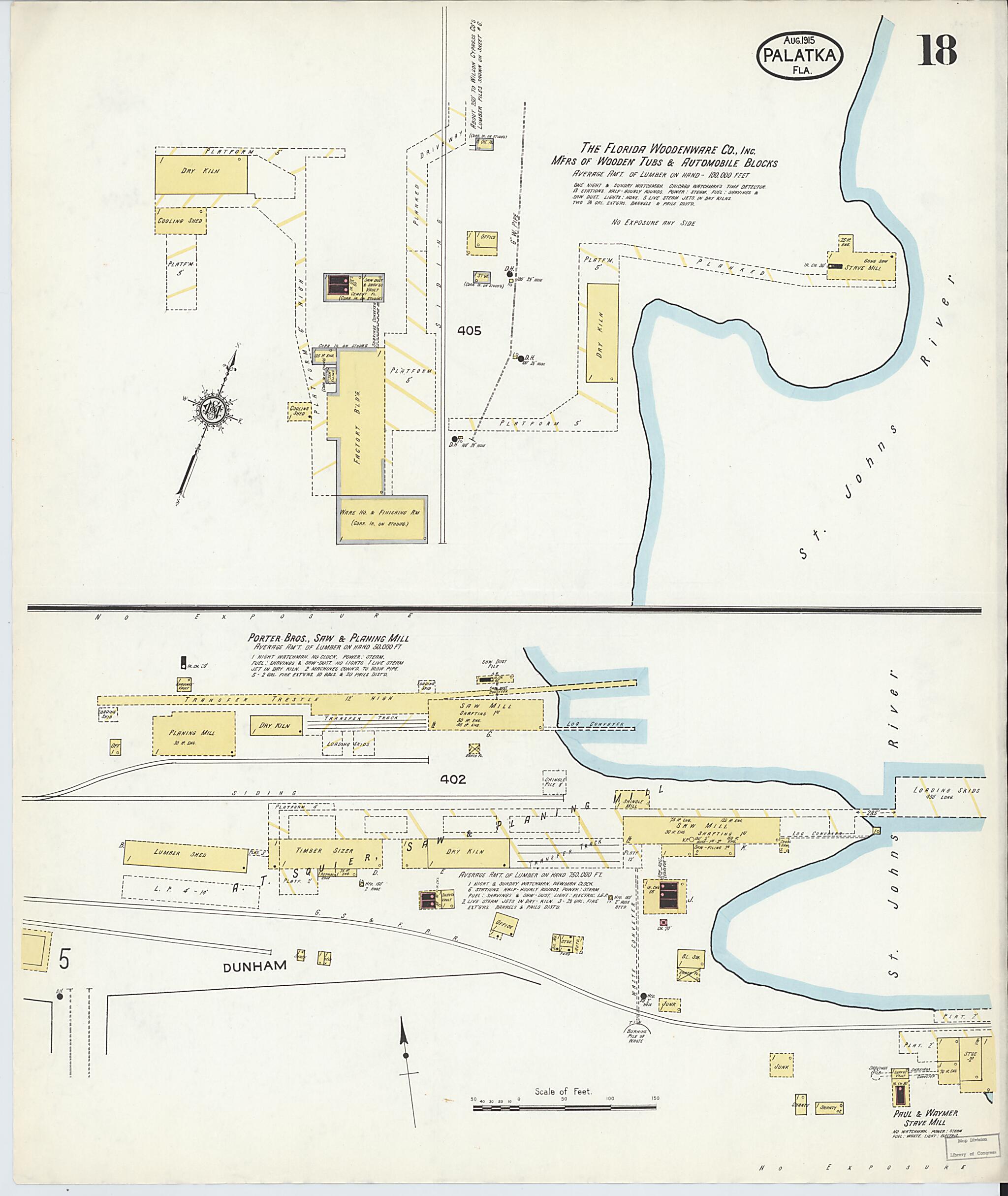 This old map of Palatka, Putnam County, Florida was created by Sanborn Map Company in 1915