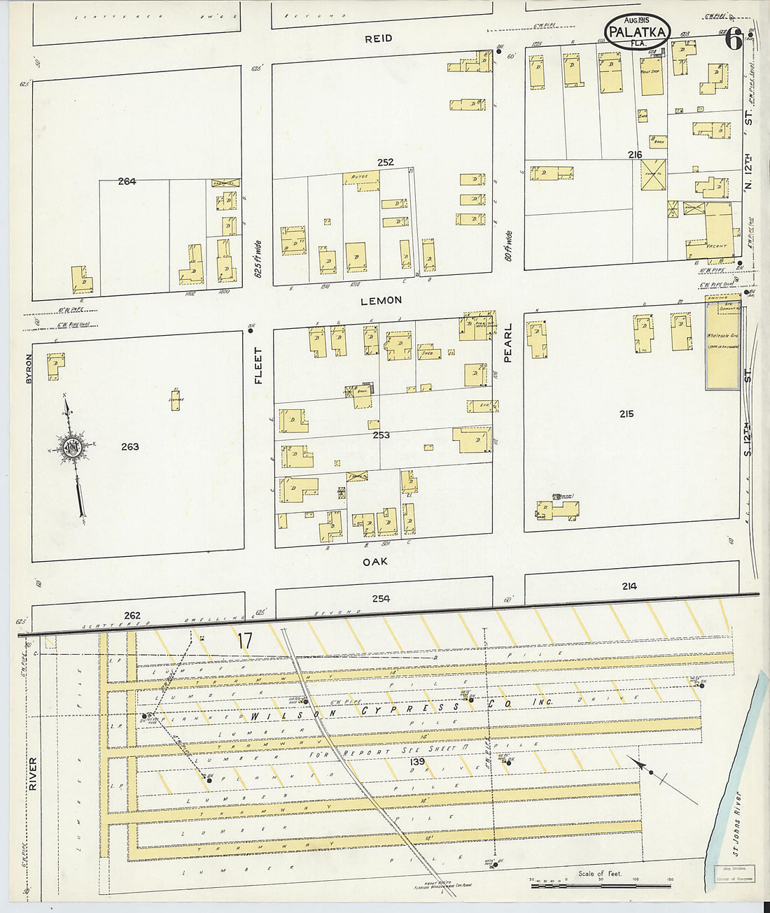 This old map of Palatka, Putnam County, Florida was created by Sanborn Map Company in 1915