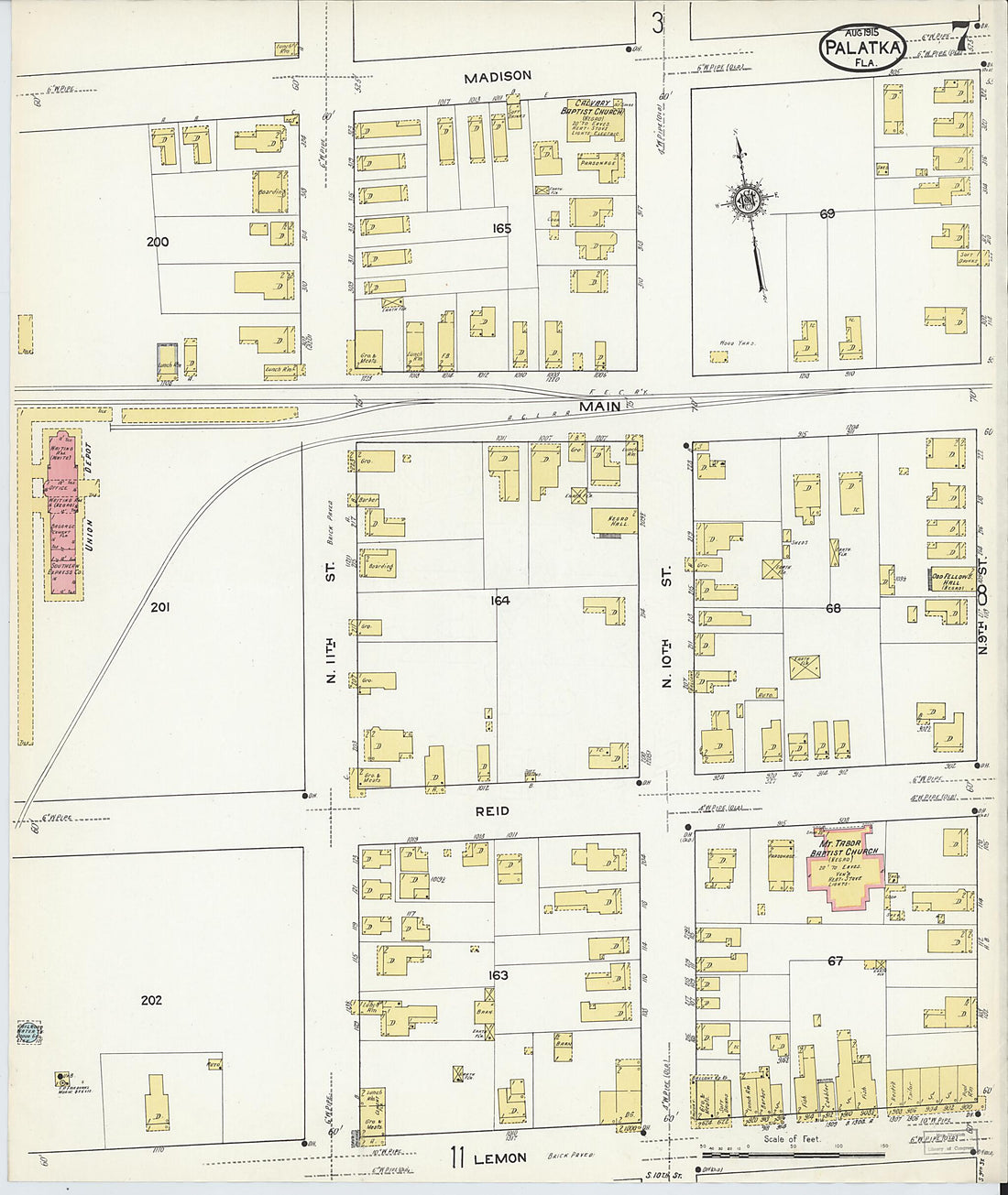 This old map of Palatka, Putnam County, Florida was created by Sanborn Map Company in 1915