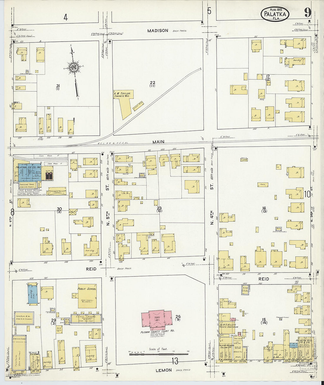 This old map of Palatka, Putnam County, Florida was created by Sanborn Map Company in 1915