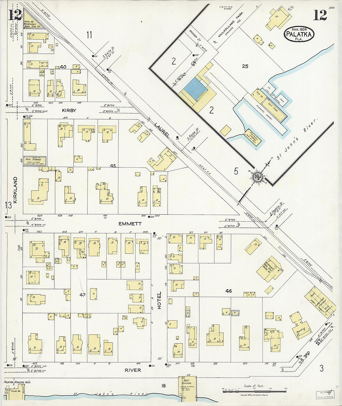 This old map of Palatka, Putnam County, Florida was created by Sanborn Map Company in 1924