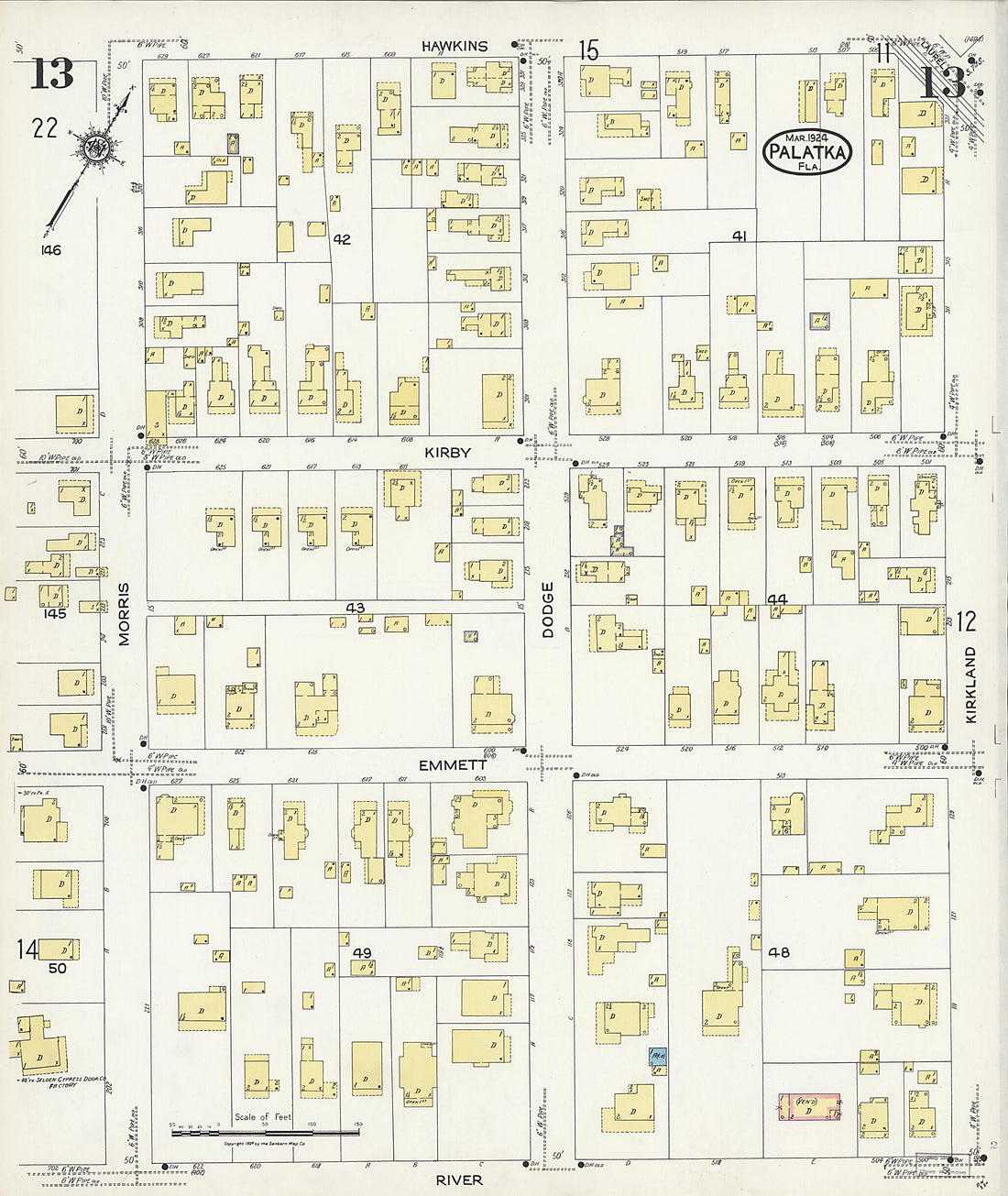 This old map of Palatka, Putnam County, Florida was created by Sanborn Map Company in 1924