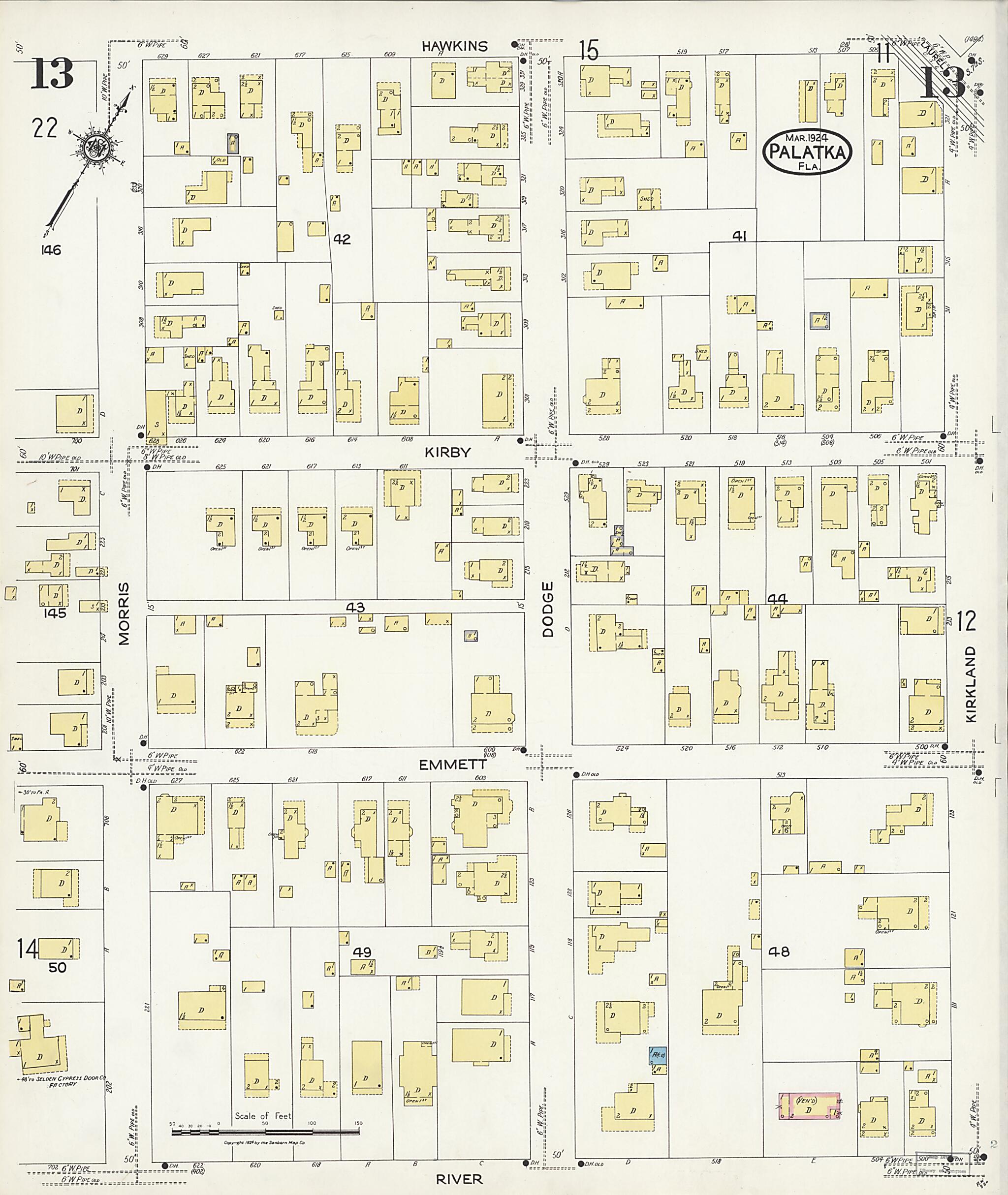 This old map of Palatka, Putnam County, Florida was created by Sanborn Map Company in 1924