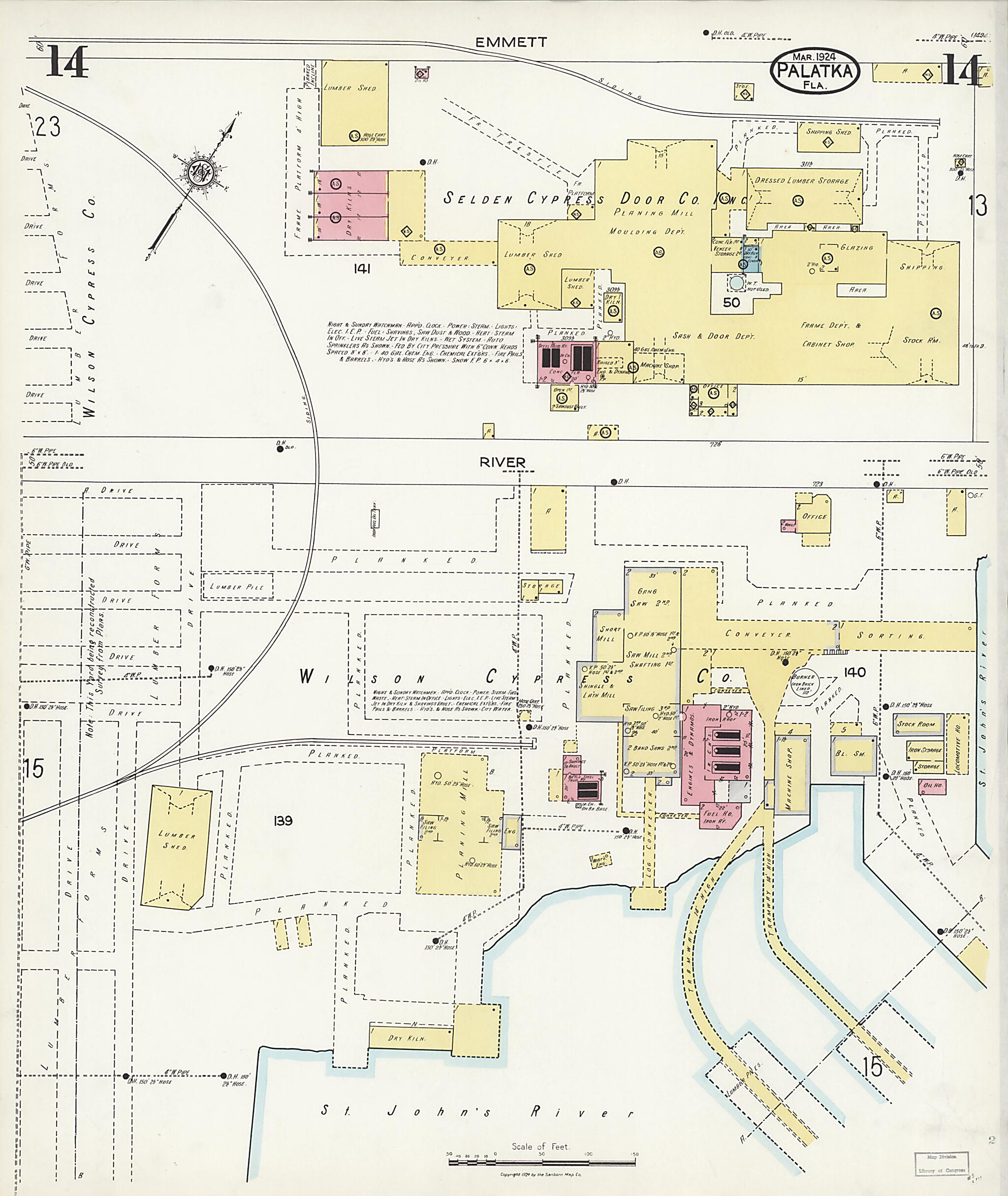 This old map of Palatka, Putnam County, Florida was created by Sanborn Map Company in 1924
