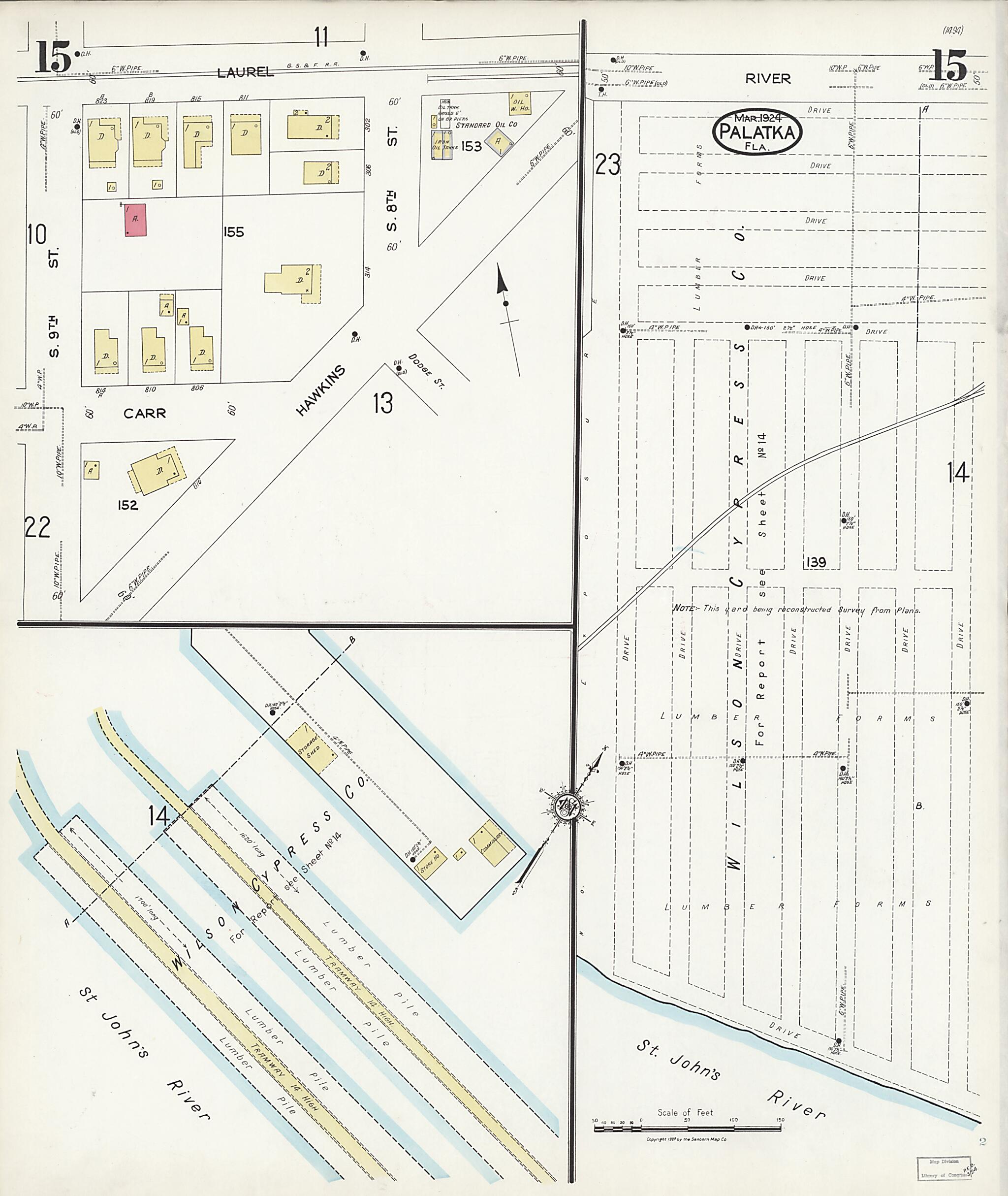 This old map of Palatka, Putnam County, Florida was created by Sanborn Map Company in 1924