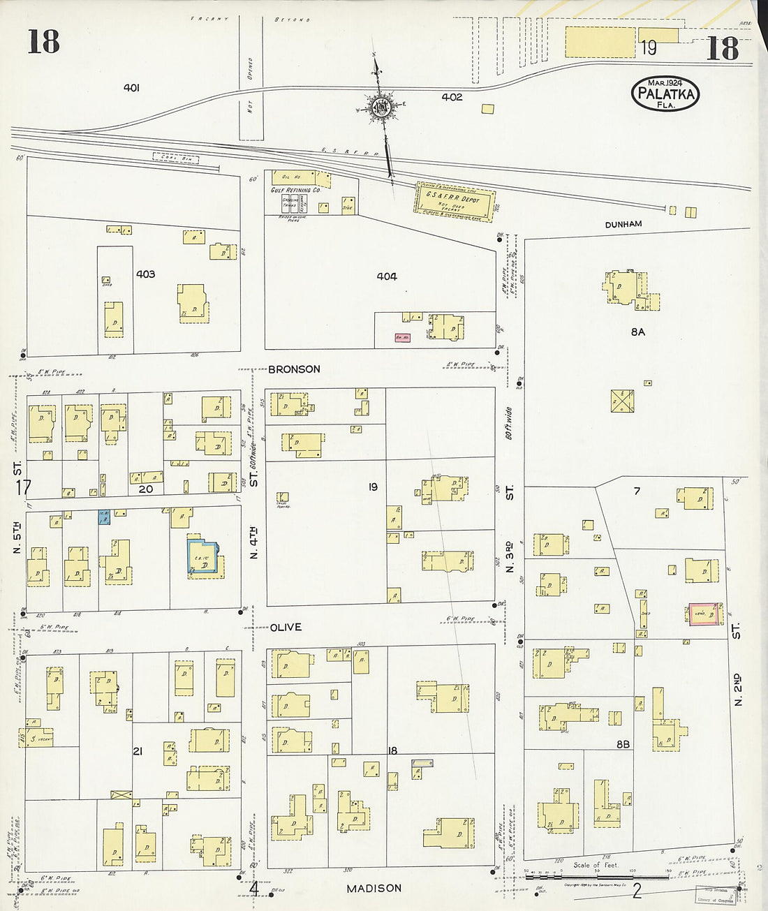 This old map of Palatka, Putnam County, Florida was created by Sanborn Map Company in 1924
