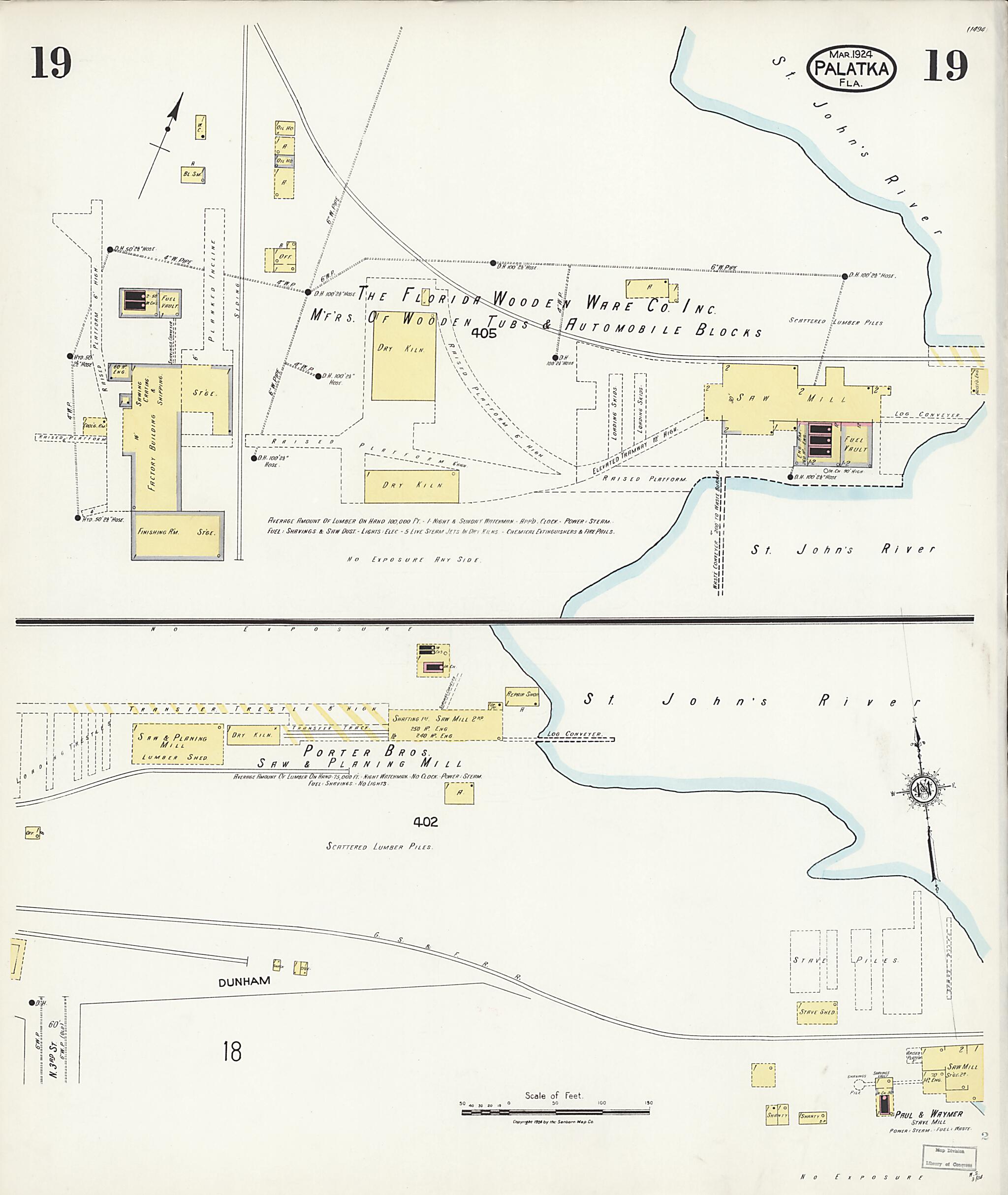 This old map of Palatka, Putnam County, Florida was created by Sanborn Map Company in 1924