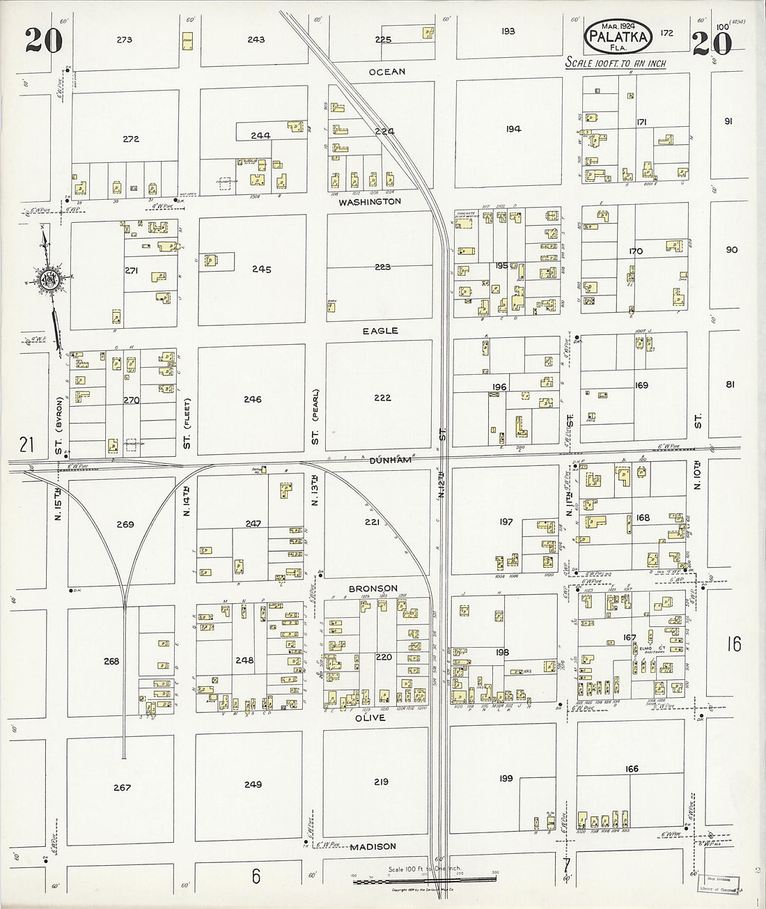 This old map of Palatka, Putnam County, Florida was created by Sanborn Map Company in 1924